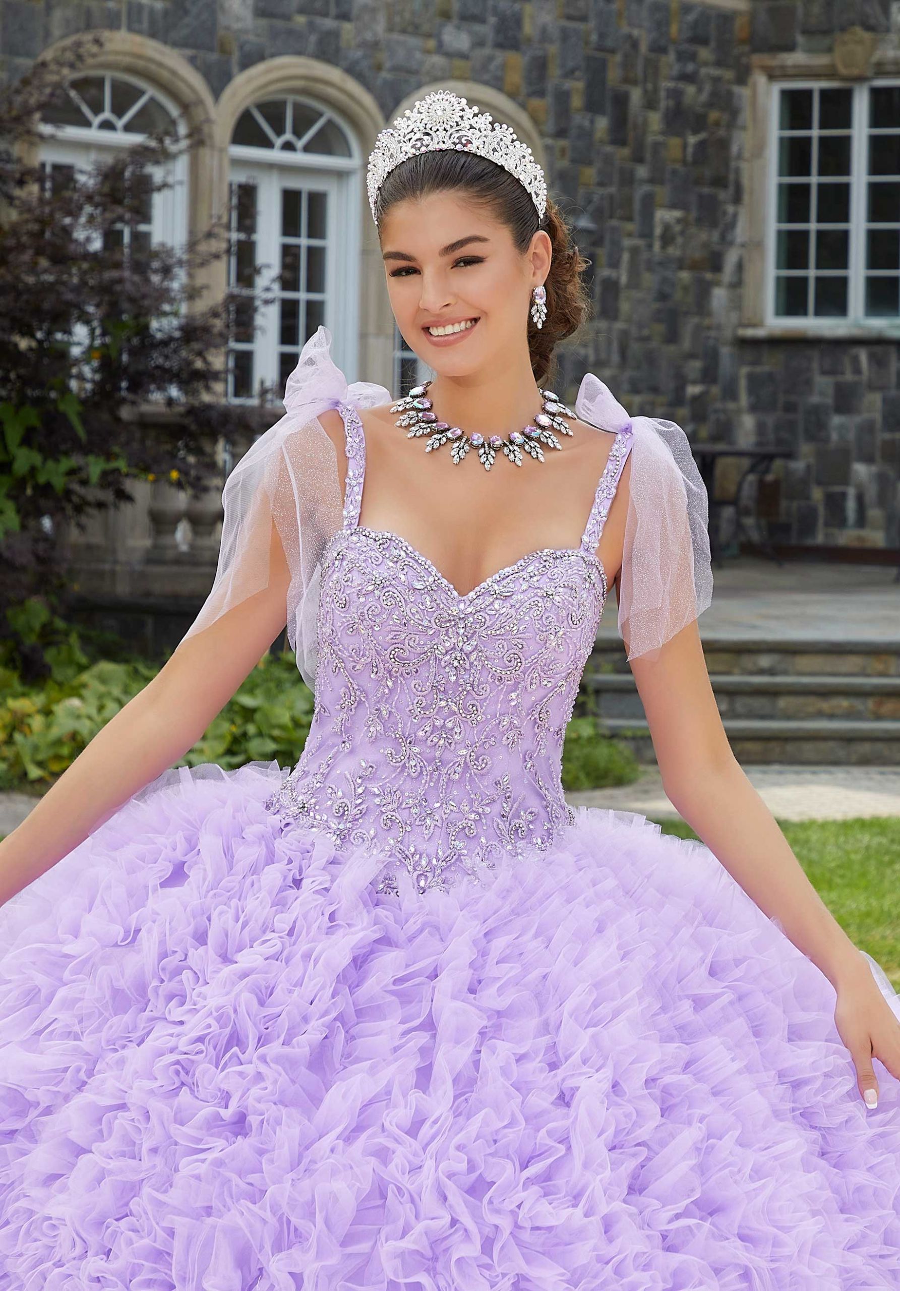 Sweetheart Floor-Length Tulle Quinceañera Ball Gown MGNY Madeline Gardner New York 89410