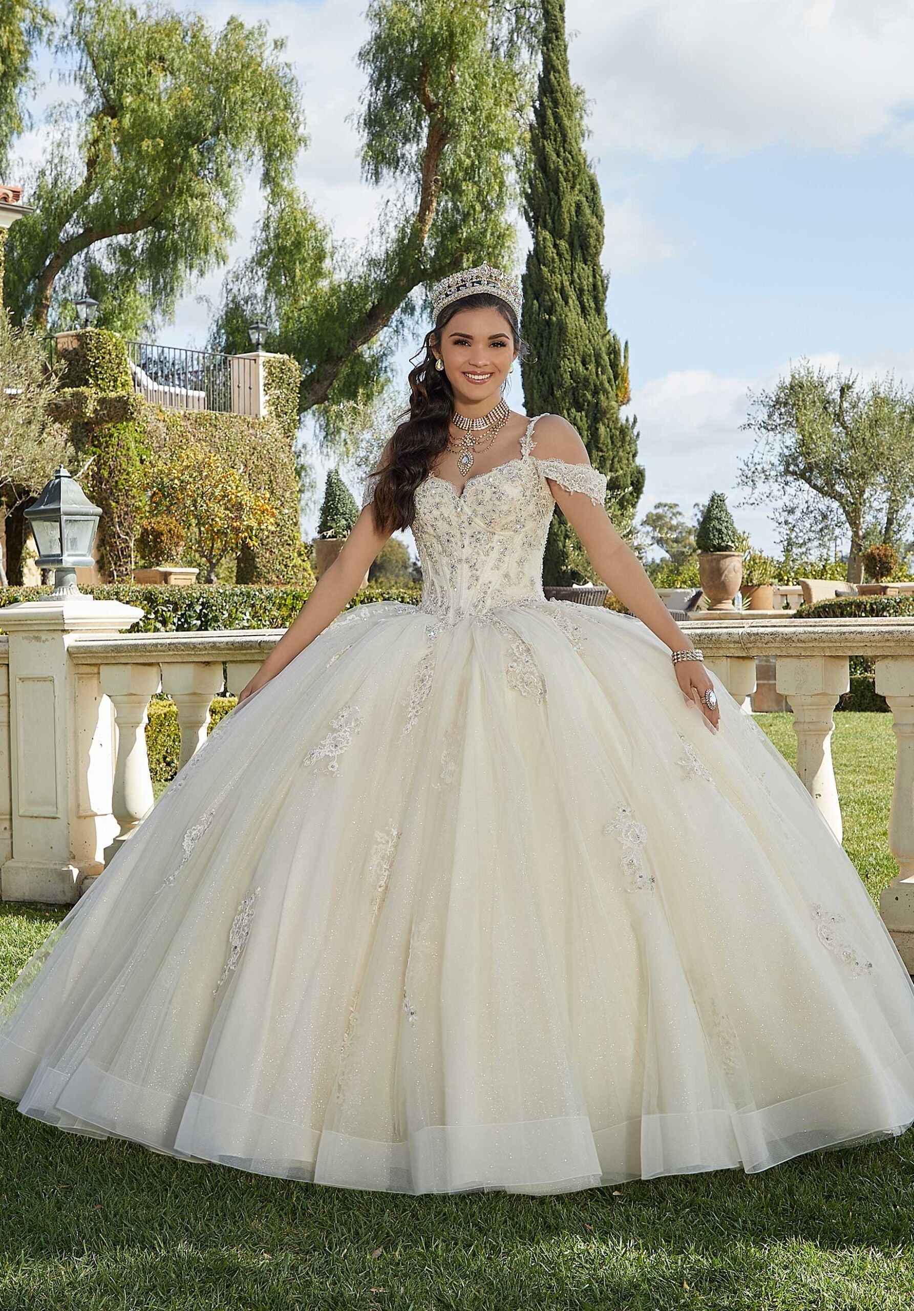 Sweetheart Floor-Length Tulle Quinceañera Ball Gown MGNY Madeline Gardner New York 89422