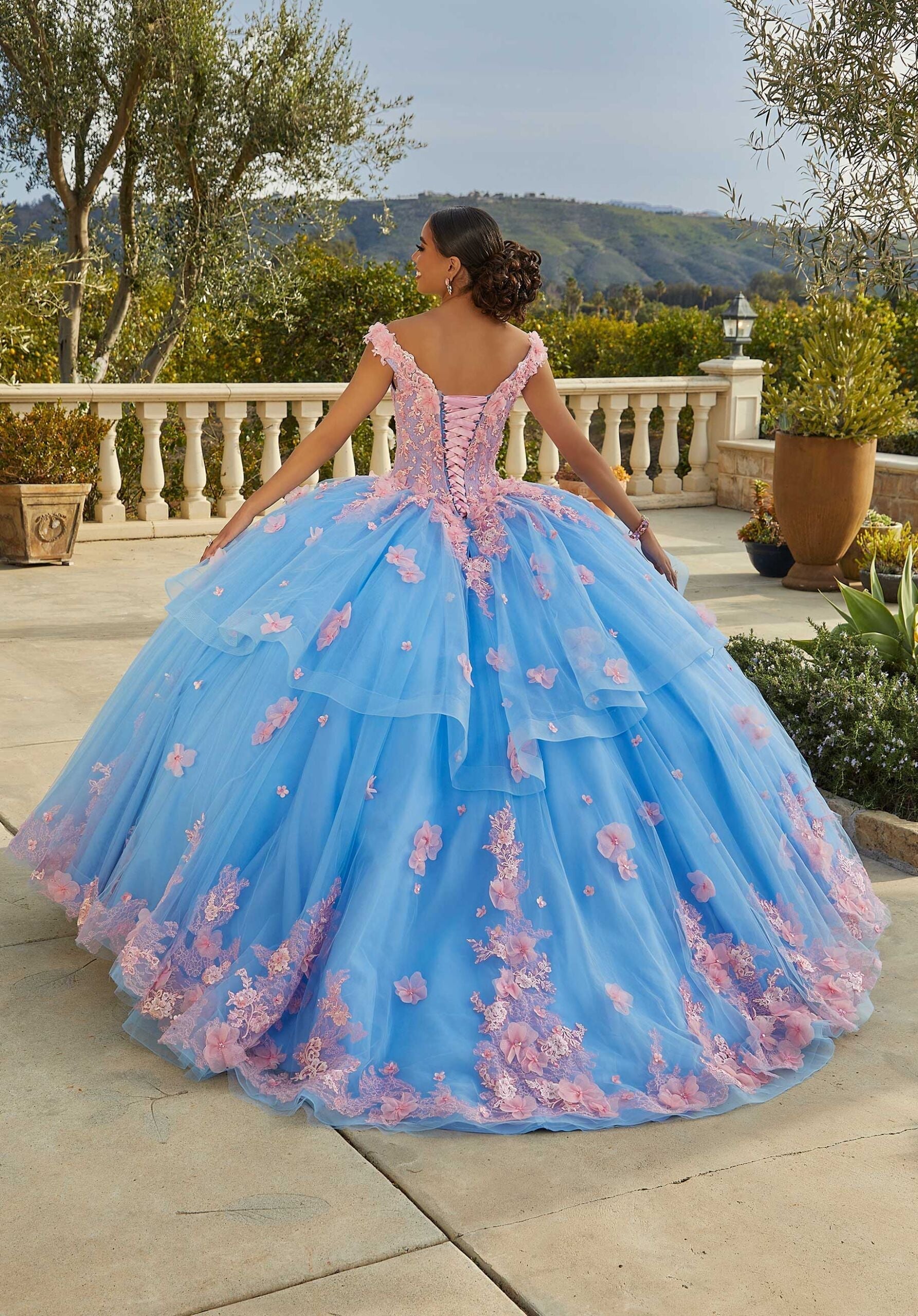 V-Neck Floor-Length Tulle Quinceañera Ball Gown MGNY Madeline Gardner New York 89437