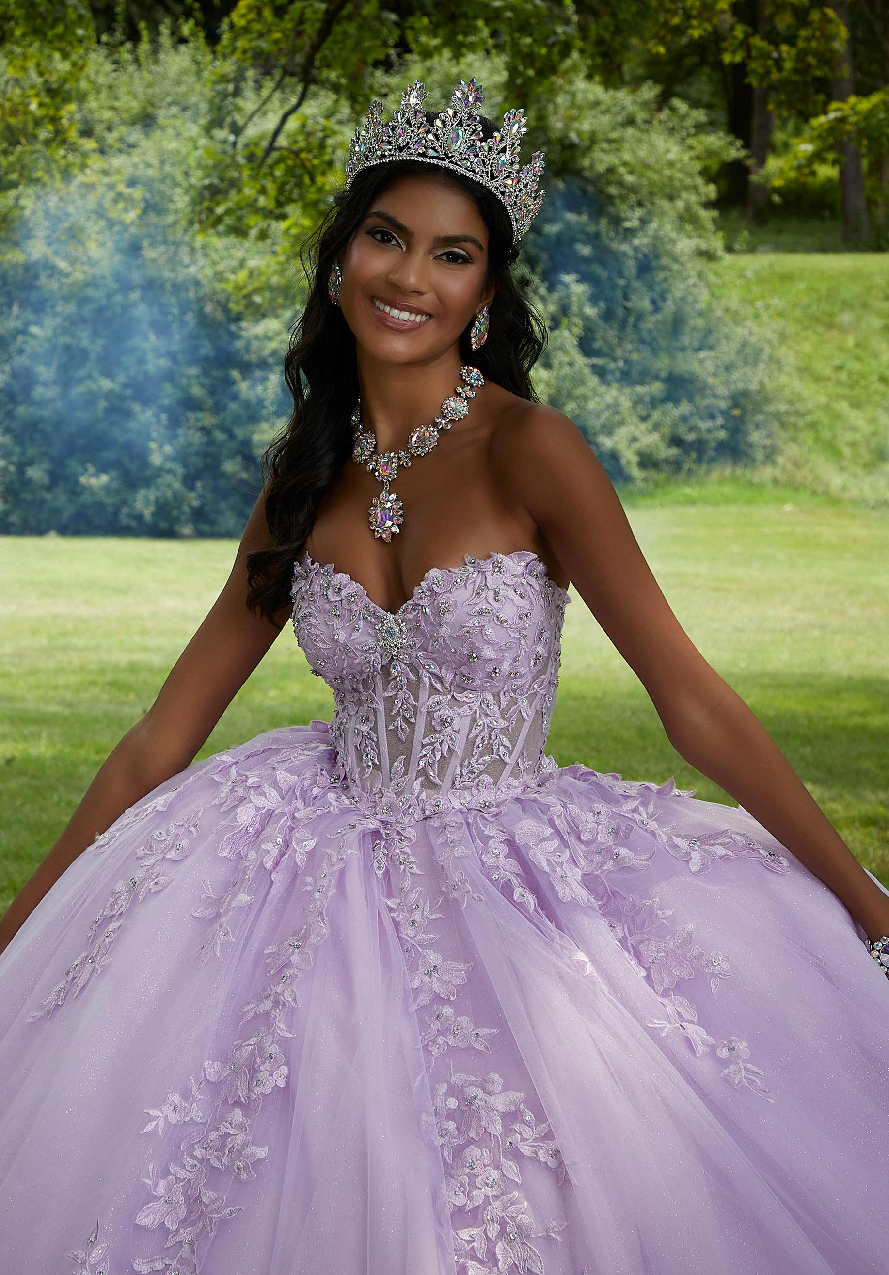 Off-the-Shoulder Floor-Length Tulle Quinceañera Ball Gown MGNY Madeline Gardner New York 89454