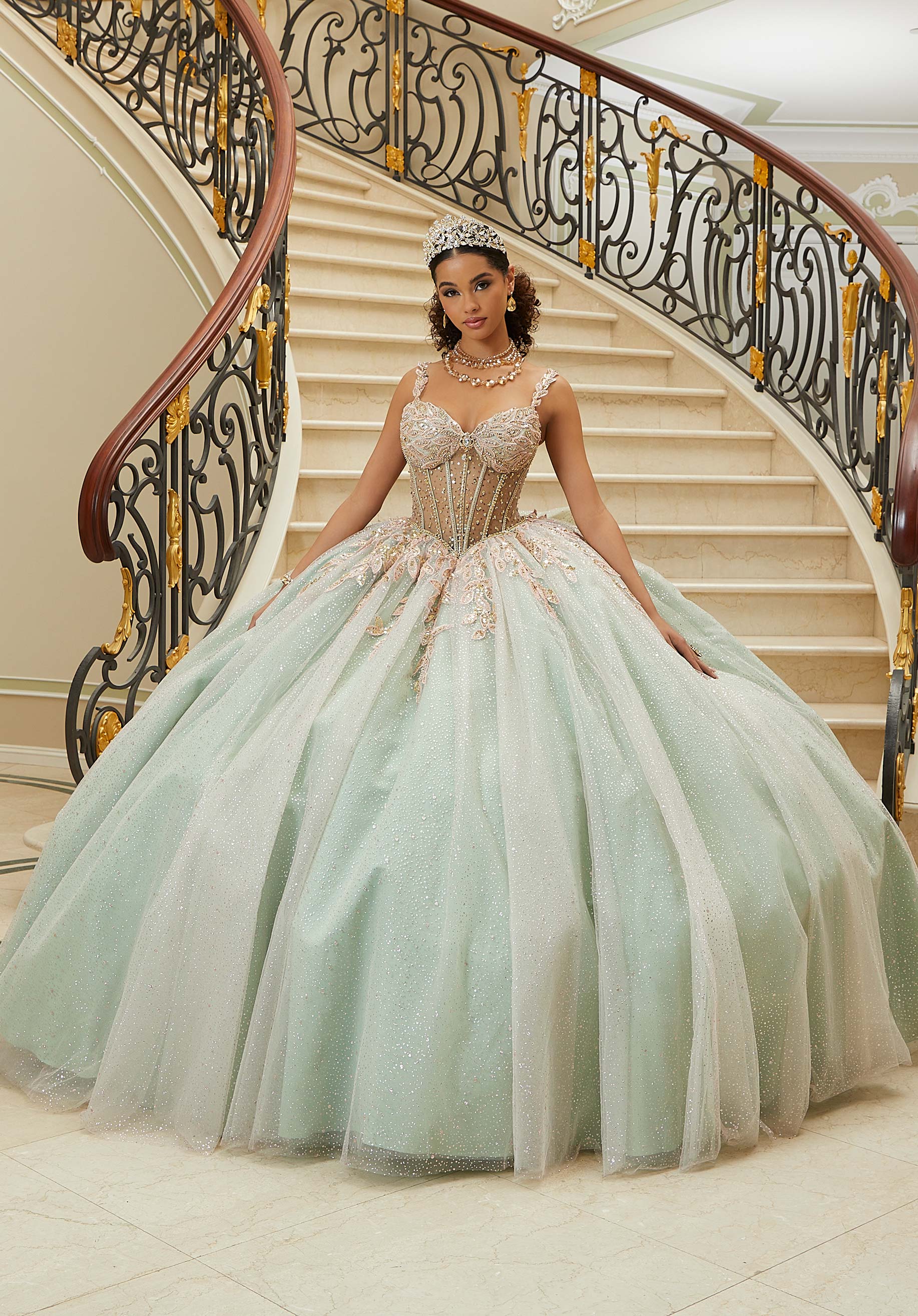 Sweetheart Floor-Length Tulle Quinceañera Ball Gown MGNY Madeline Gardner New York 89471