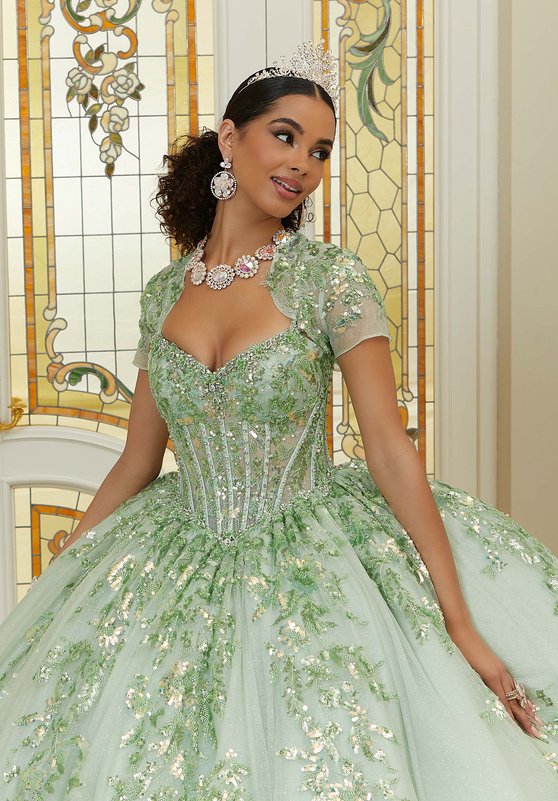 Sweetheart Floor-Length Tulle Quinceañera Ball Gown MGNY Madeline Gardner New York 89472