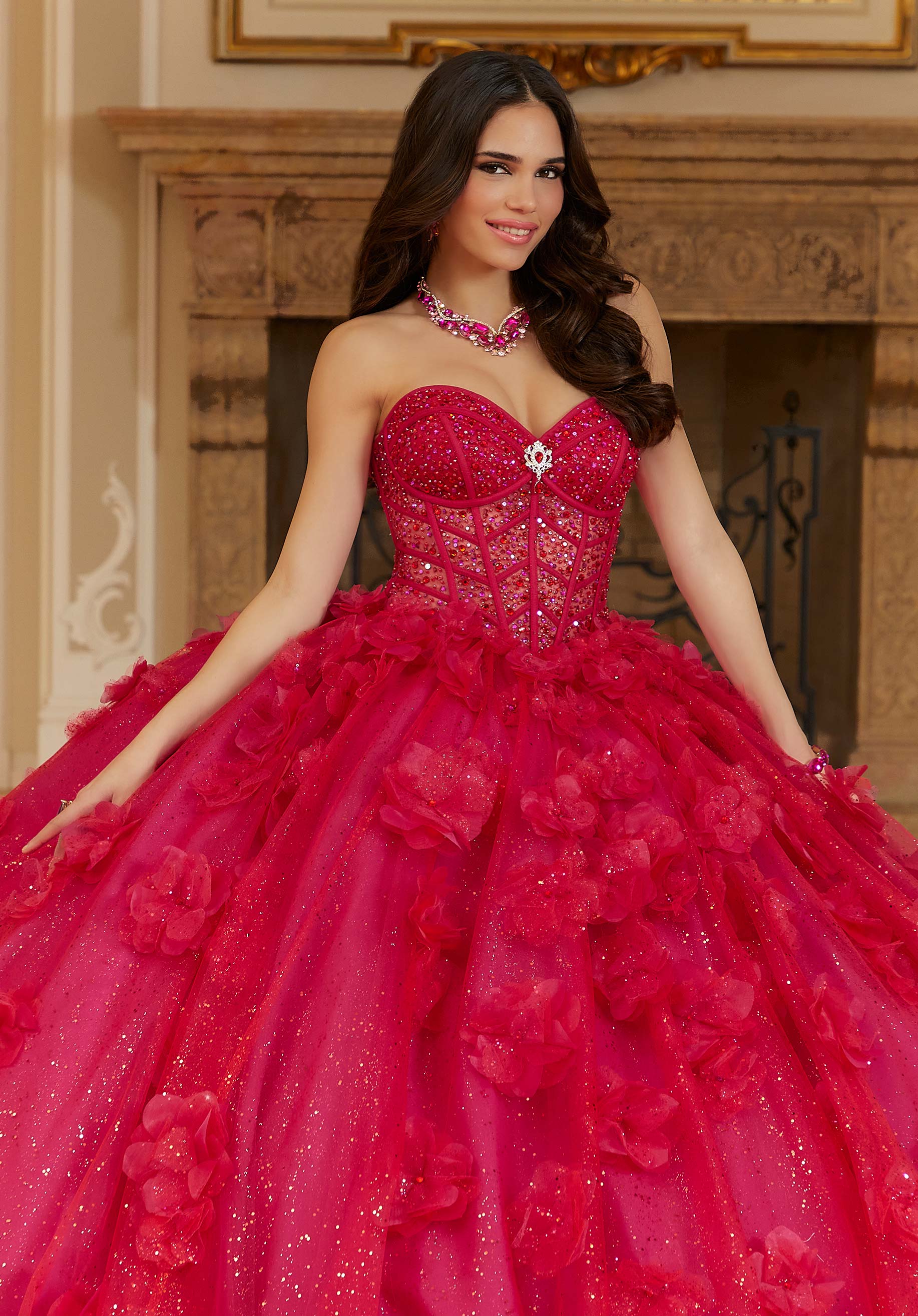 Off-the-Shoulder Floor-Length Tulle Formal Ball Gown MGNY Madeline Gardner New York 89477