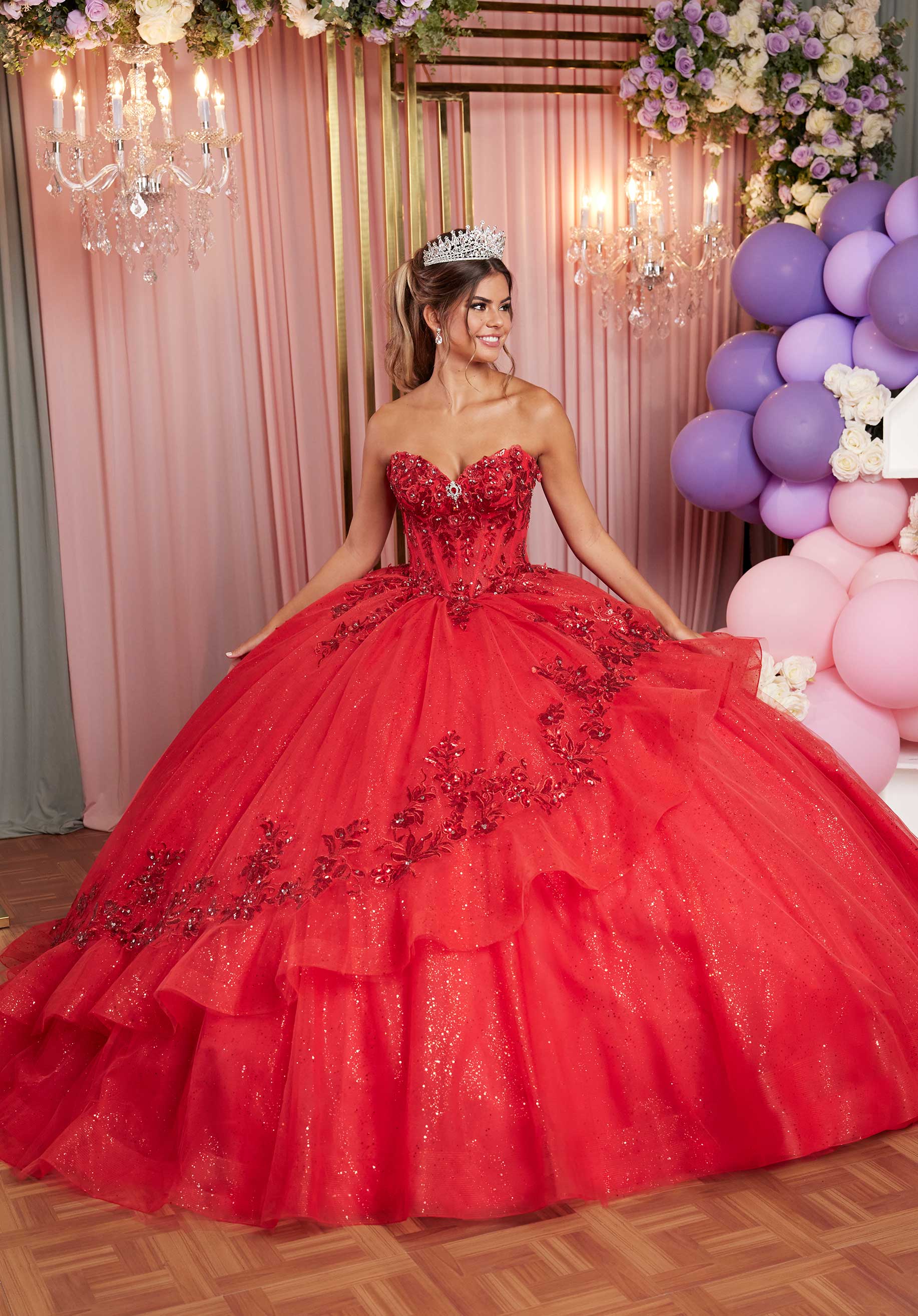 Quinceniera Dresses Long Ball Gown Applique Quinceañera Dress Scarlet