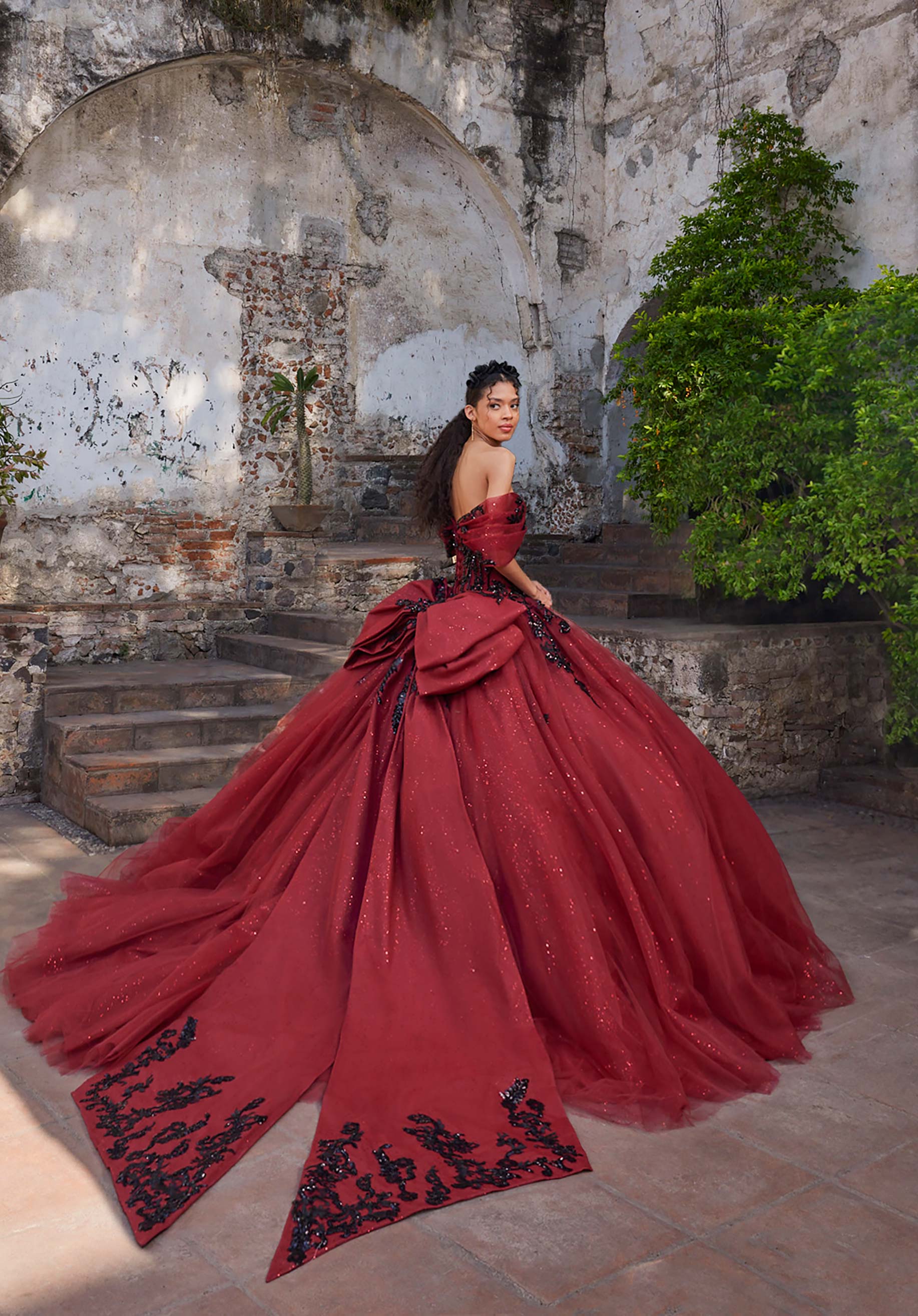 Off-the-Shoulder Floor-Length Tulle Formal Ball Gown MGNY Madeline Gardner New York 89535