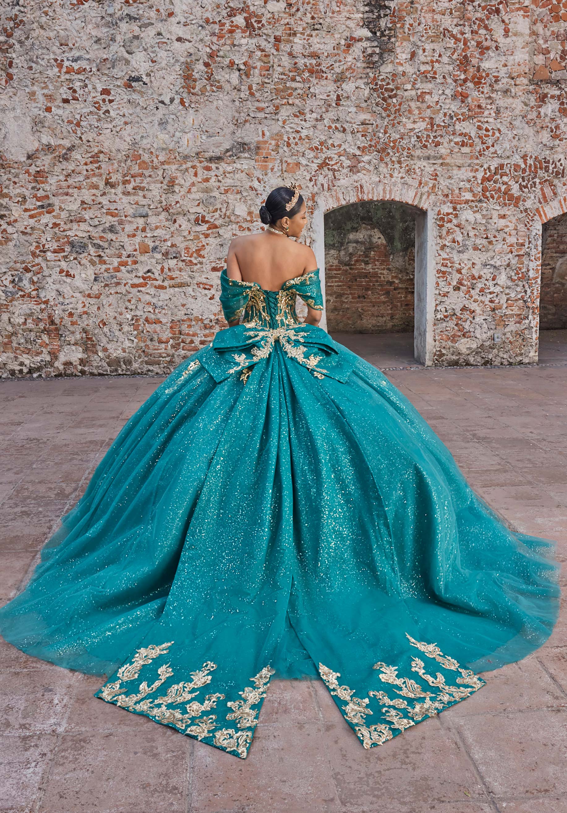 Off-the-Shoulder Floor-Length Tulle Formal Ball Gown MGNY Madeline Gardner New York 89535