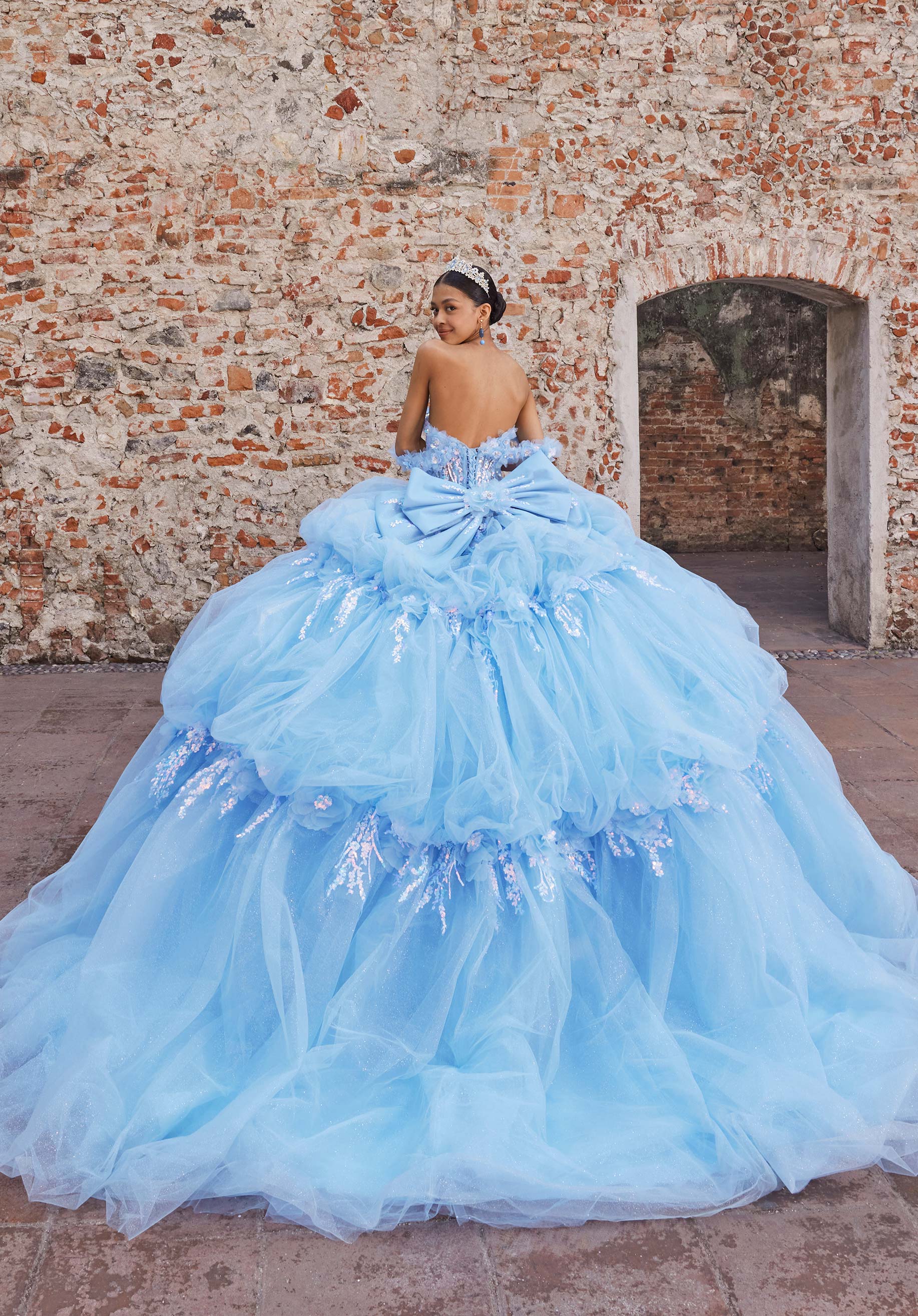 Off-the-Shoulder Floor-Length Tulle Quinceañera Ball Gown MGNY Madeline Gardner New York 89536