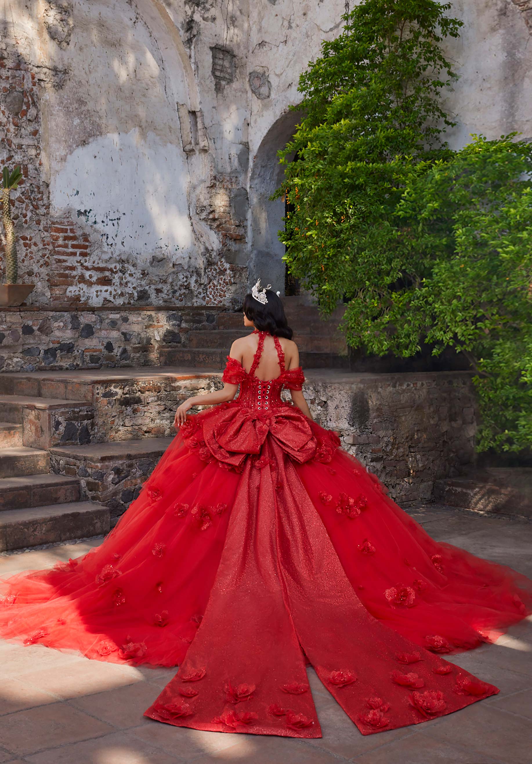Off-the-Shoulder Floor-Length Tulle Quinceañera Ball Gown MGNY Madeline Gardner New York 89538