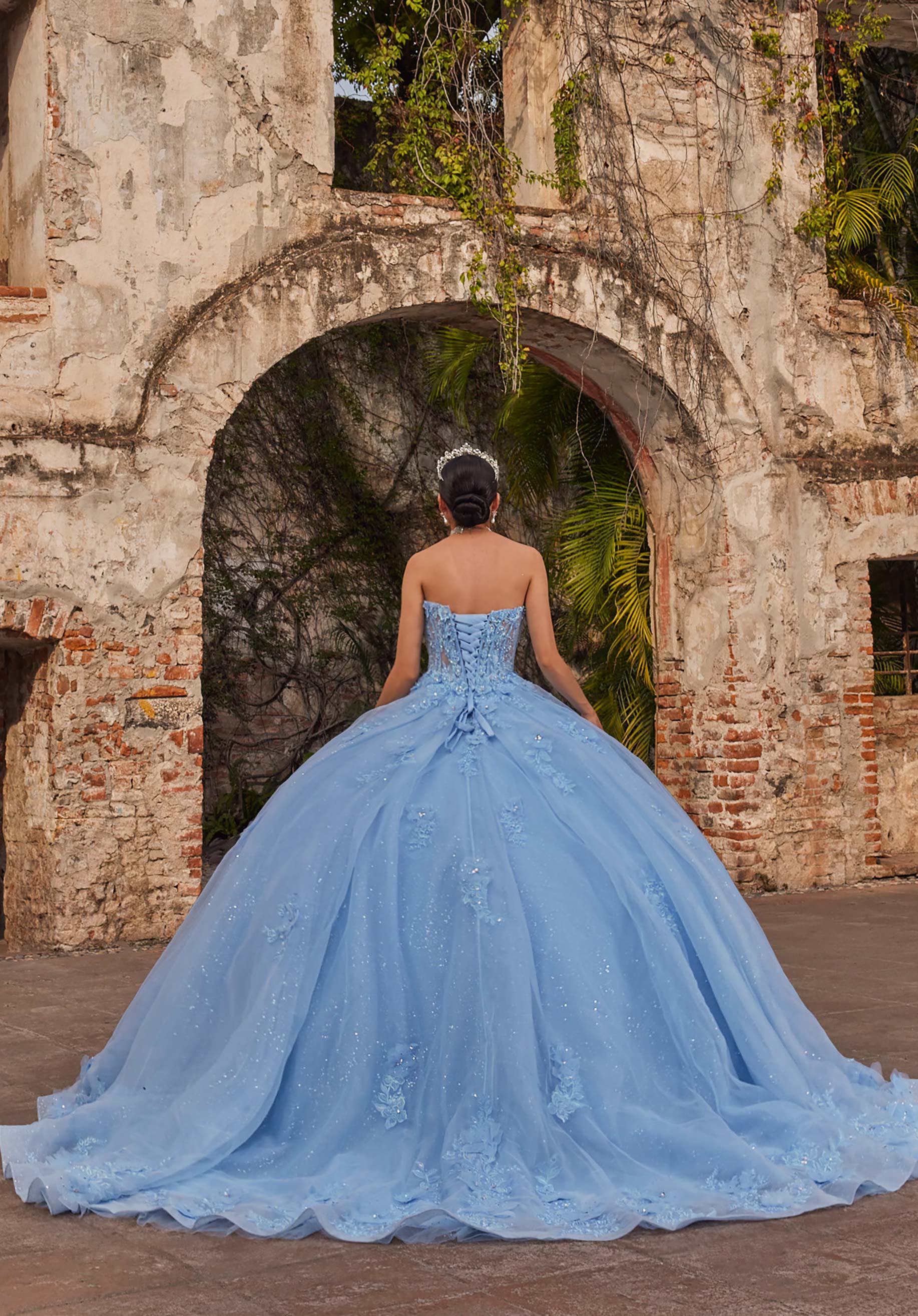 Off-the-Shoulder Floor-Length Tulle Quinceañera Ball Gown MGNY Madeline Gardner New York 89542