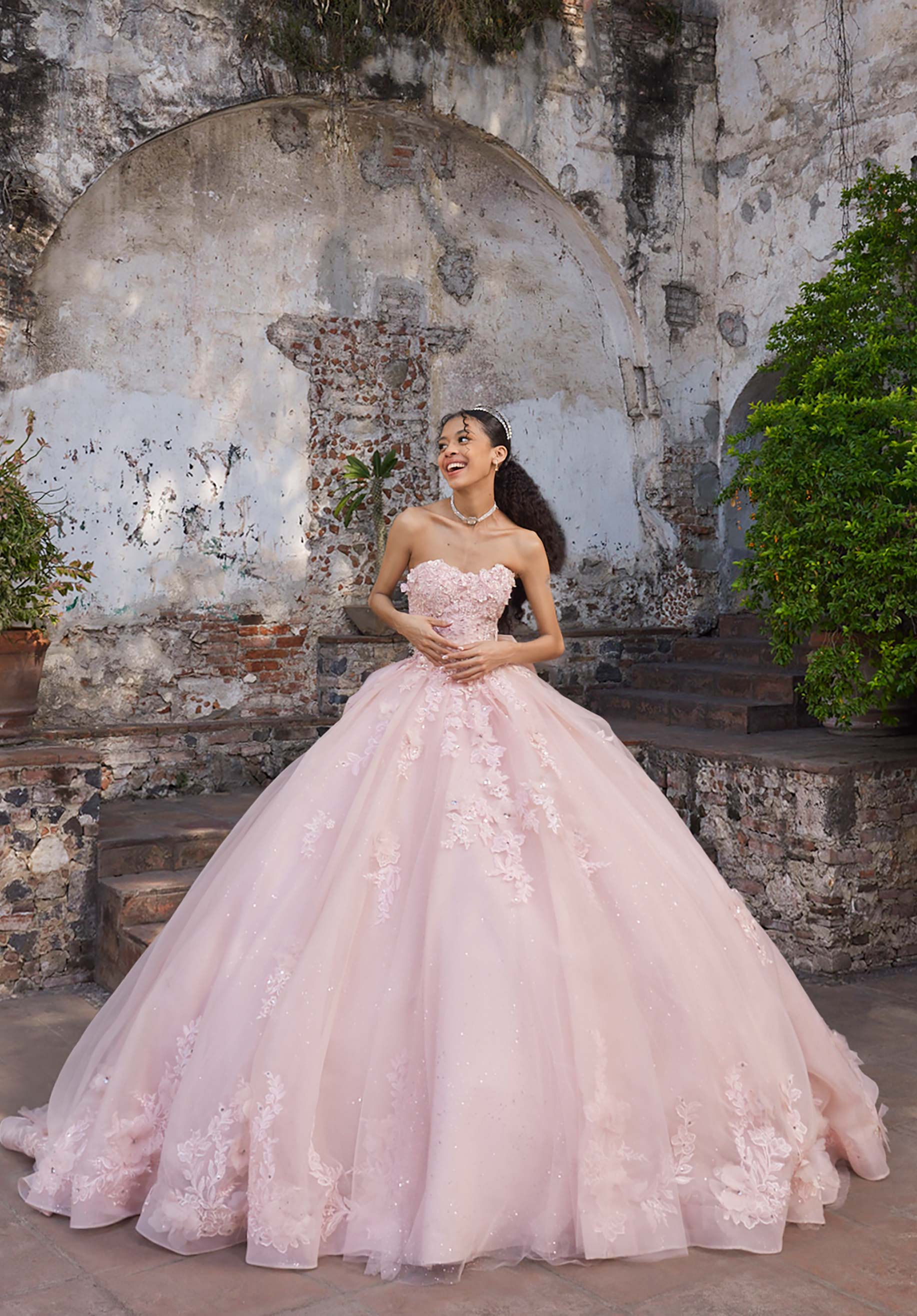 Off-the-Shoulder Floor-Length Tulle Quinceañera Ball Gown MGNY Madeline Gardner New York 89542
