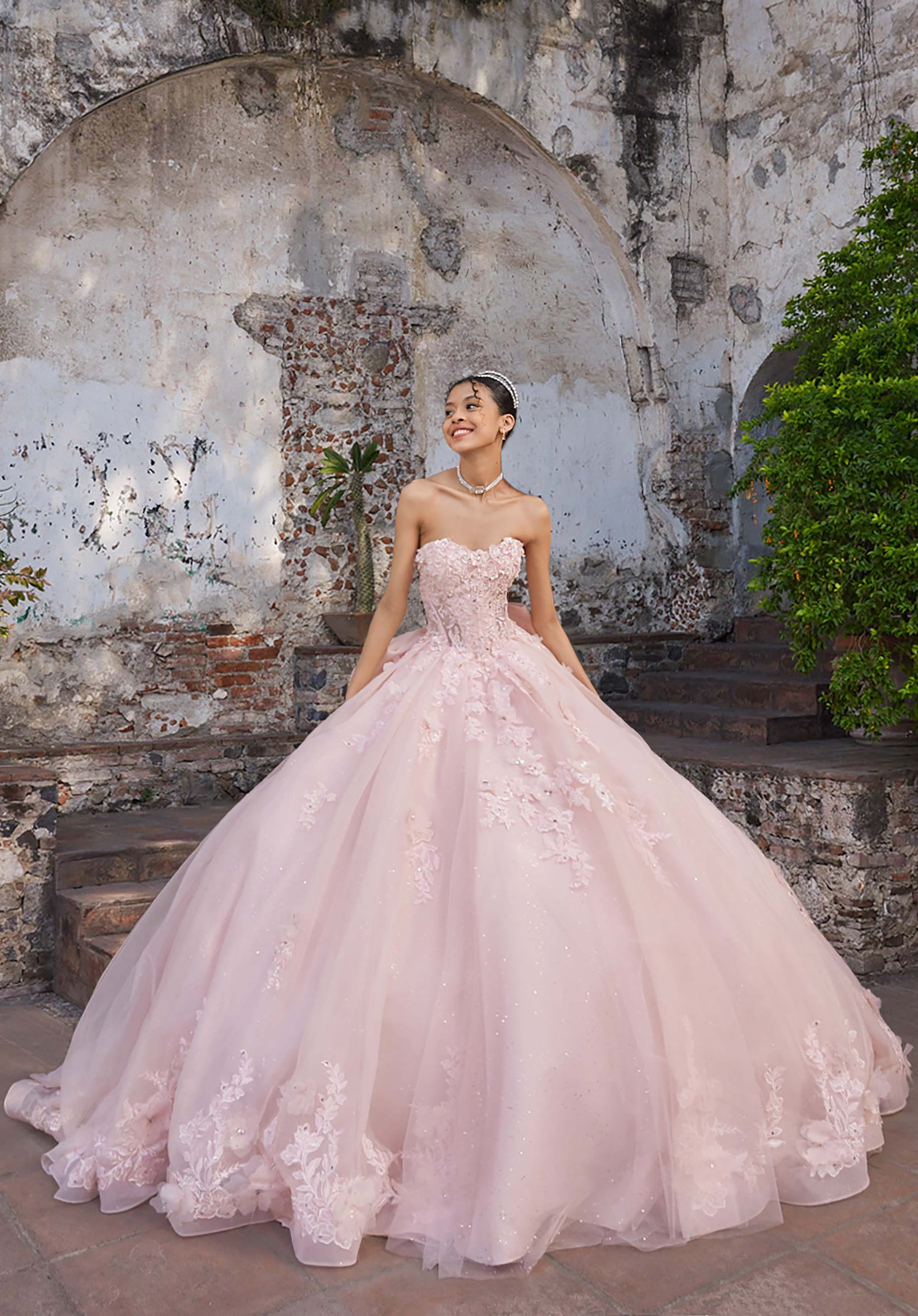 Off-the-Shoulder Floor-Length Tulle Quinceañera Ball Gown MGNY Madeline Gardner New York 89542