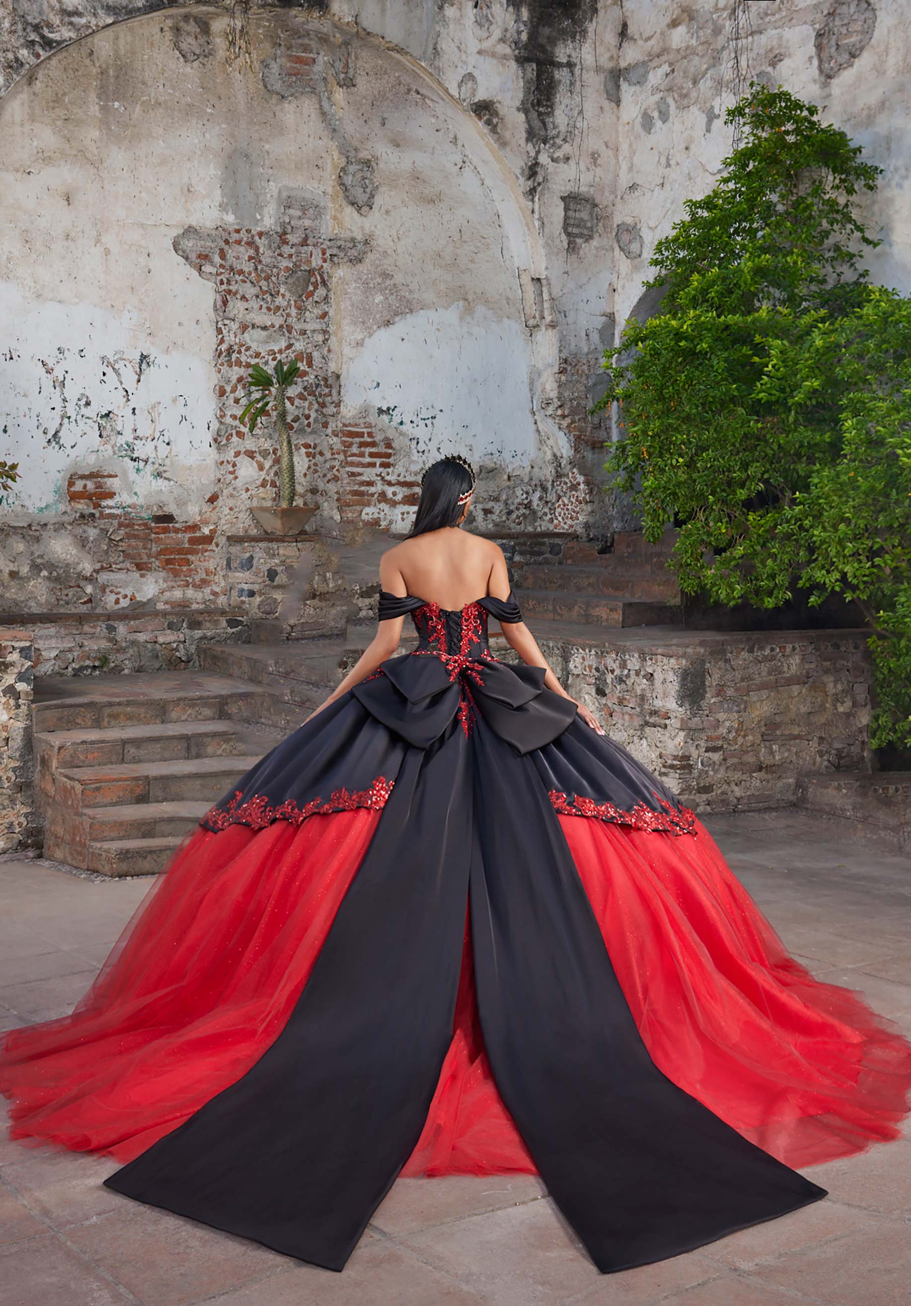 Off-the-Shoulder Floor-Length Tulle Quinceañera Ball Gown MGNY Madeline Gardner New York 89544