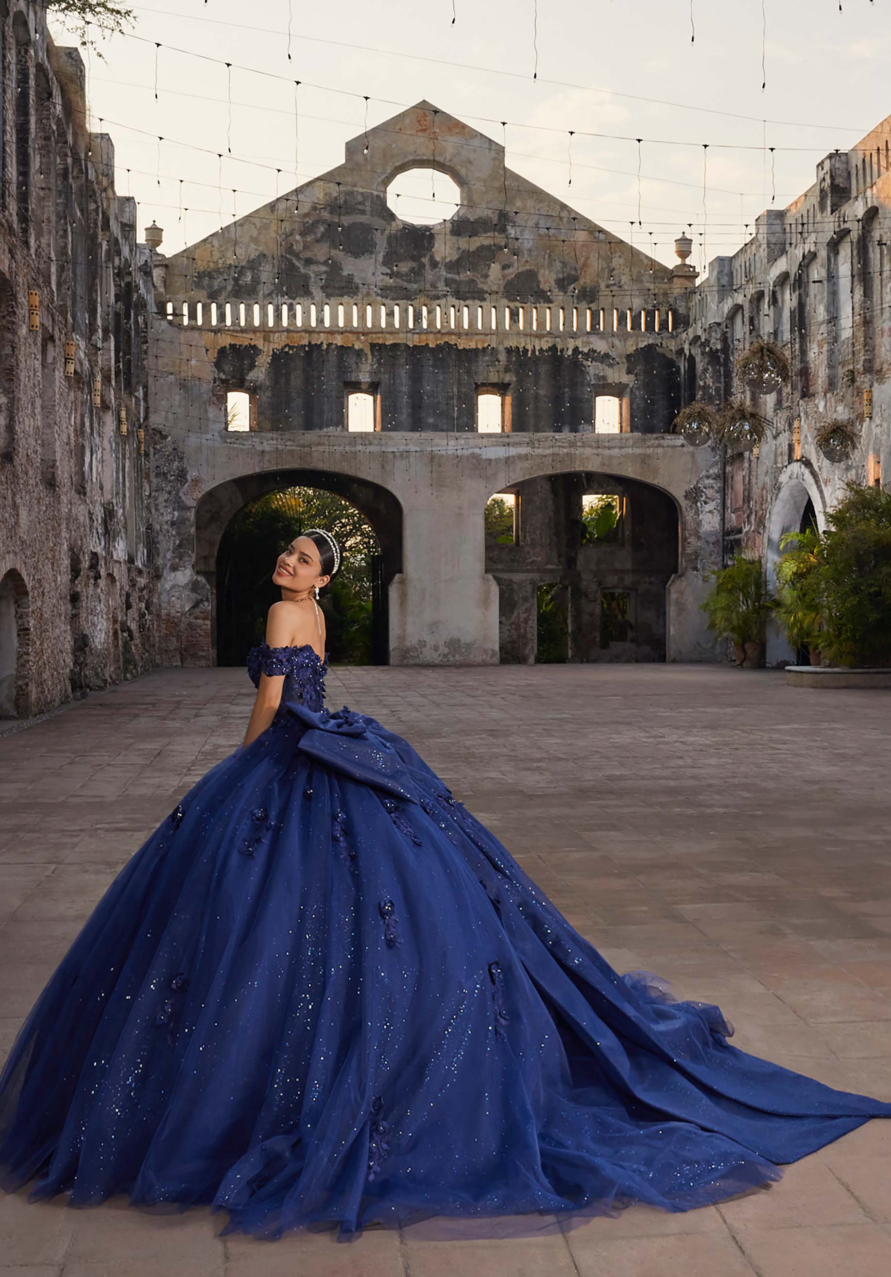 Off-the-Shoulder Floor-Length Tulle Quinceañera Ball Gown MGNY Madeline Gardner New York 89546