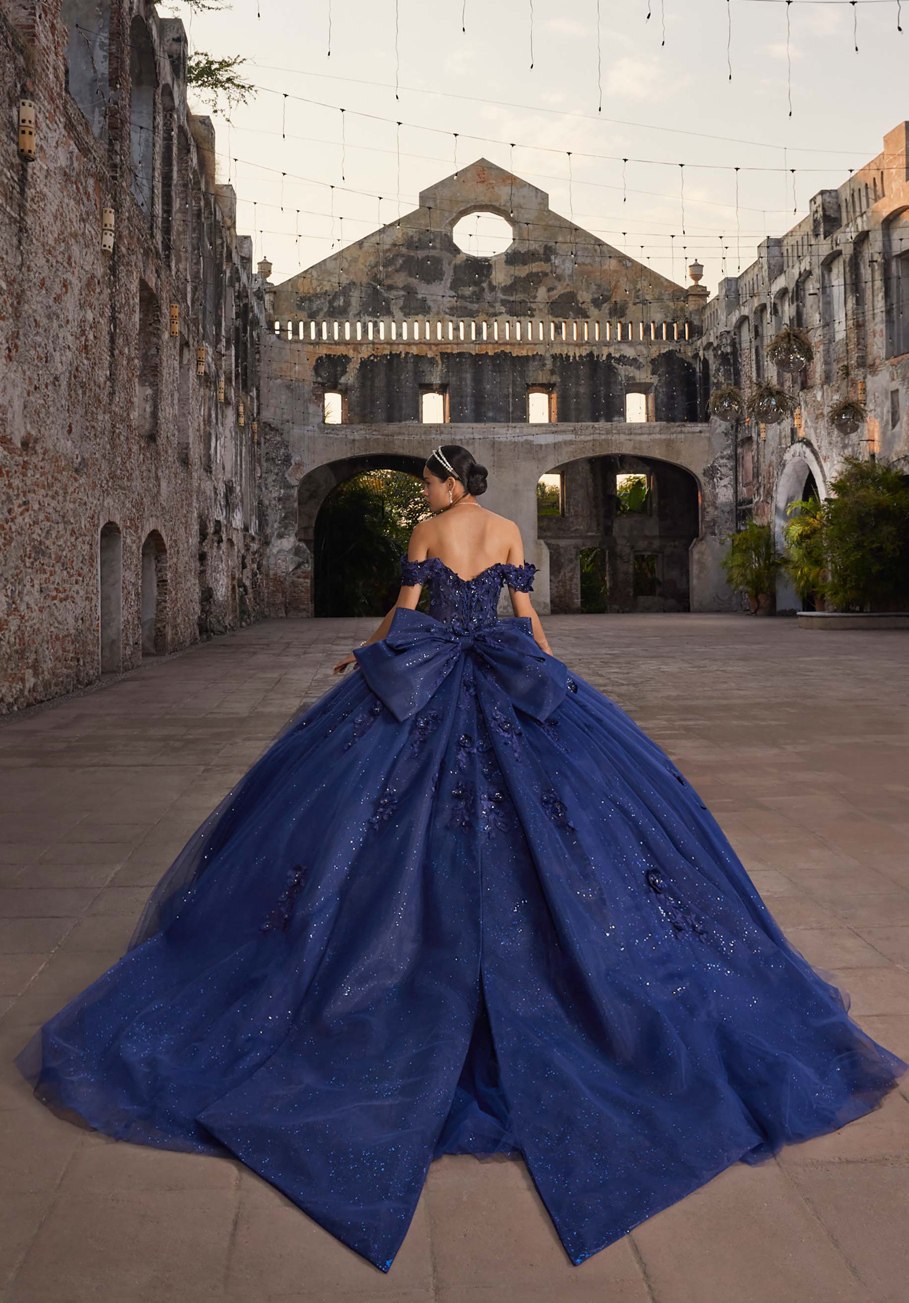 Off-the-Shoulder Floor-Length Tulle Quinceañera Ball Gown MGNY Madeline Gardner New York 89546