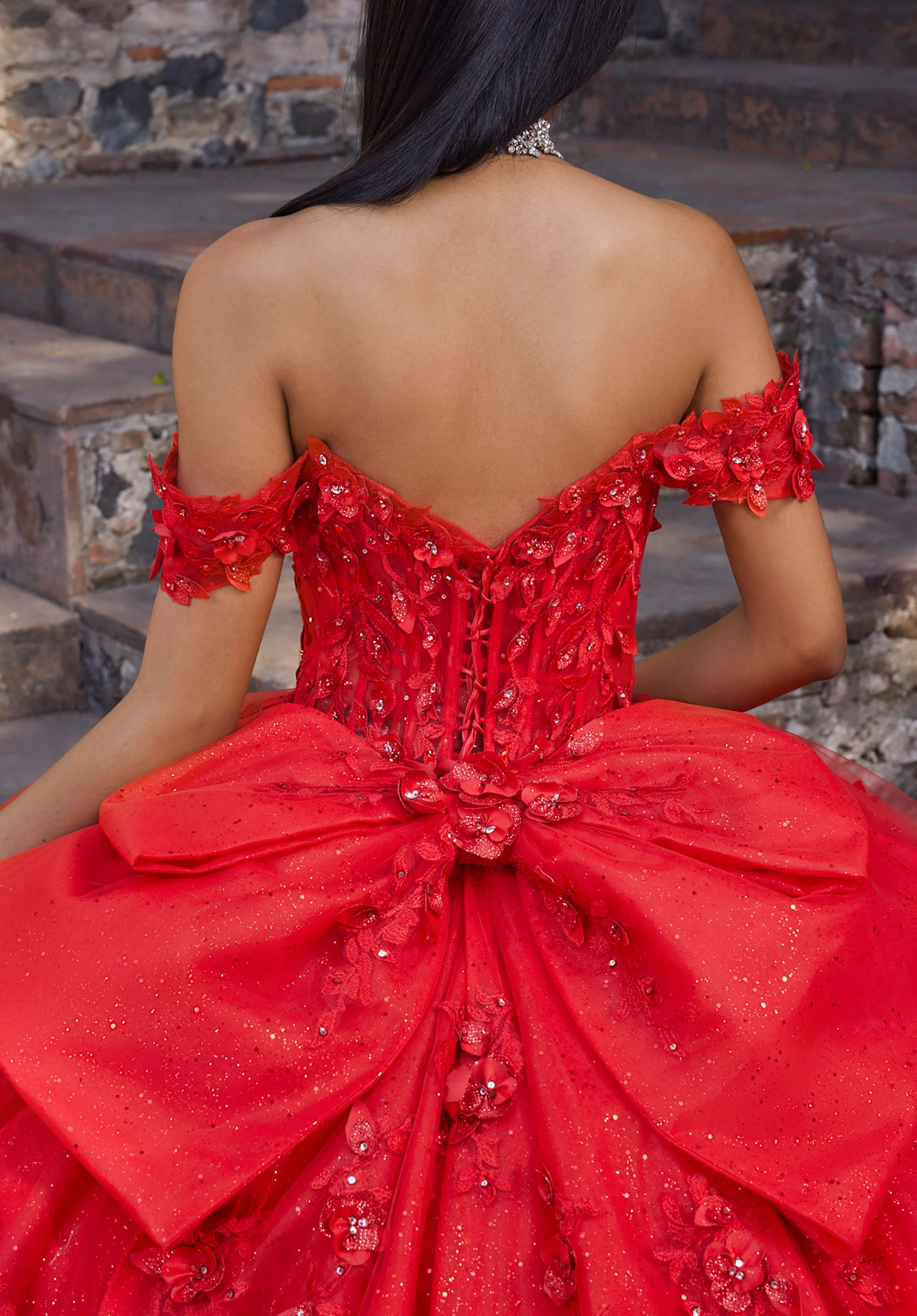 Off-the-Shoulder Floor-Length Tulle Quinceañera Ball Gown MGNY Madeline Gardner New York 89546