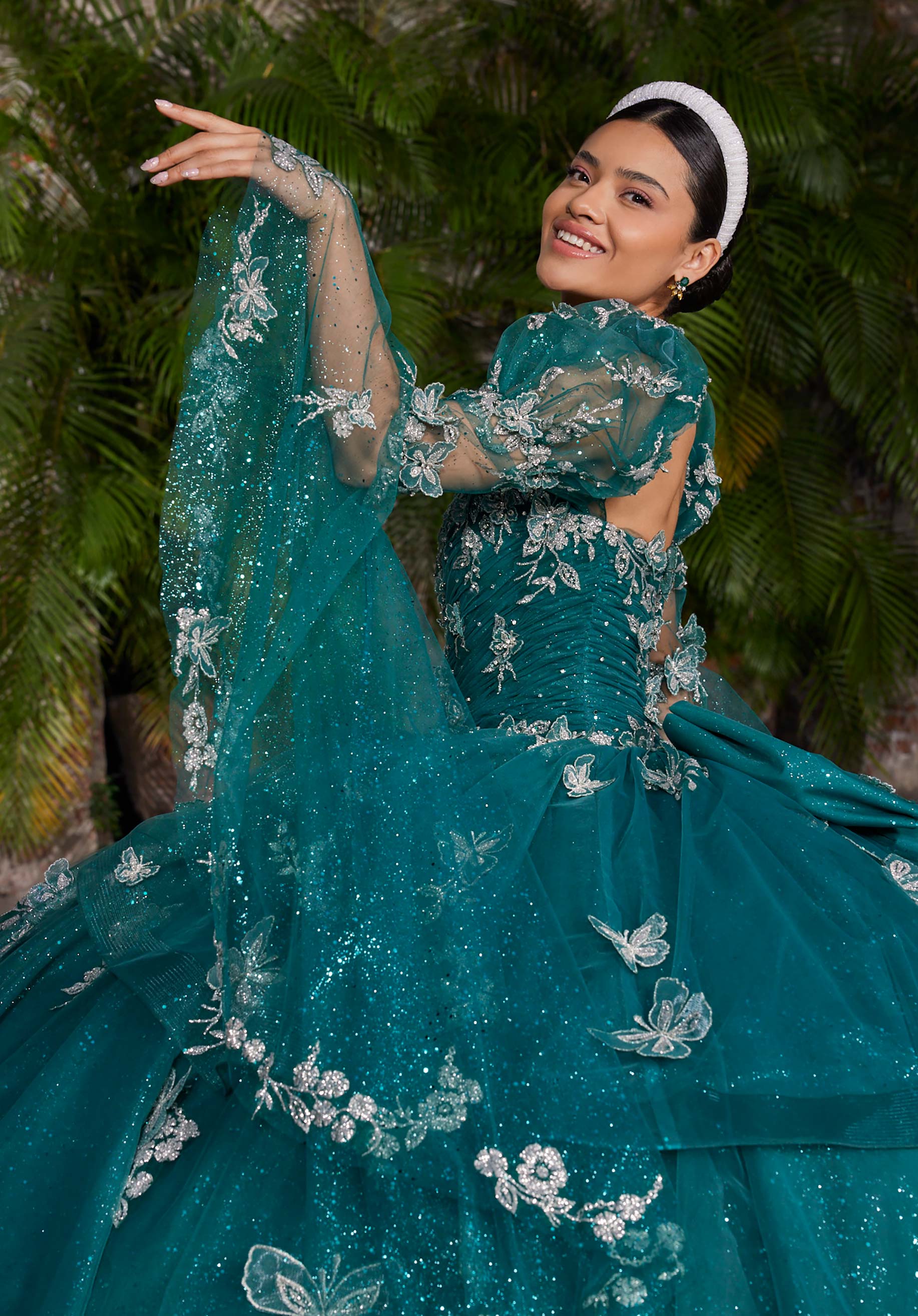 Sweetheart Floor-Length Tulle Quinceañera Ball Gown MGNY Madeline Gardner New York 89548