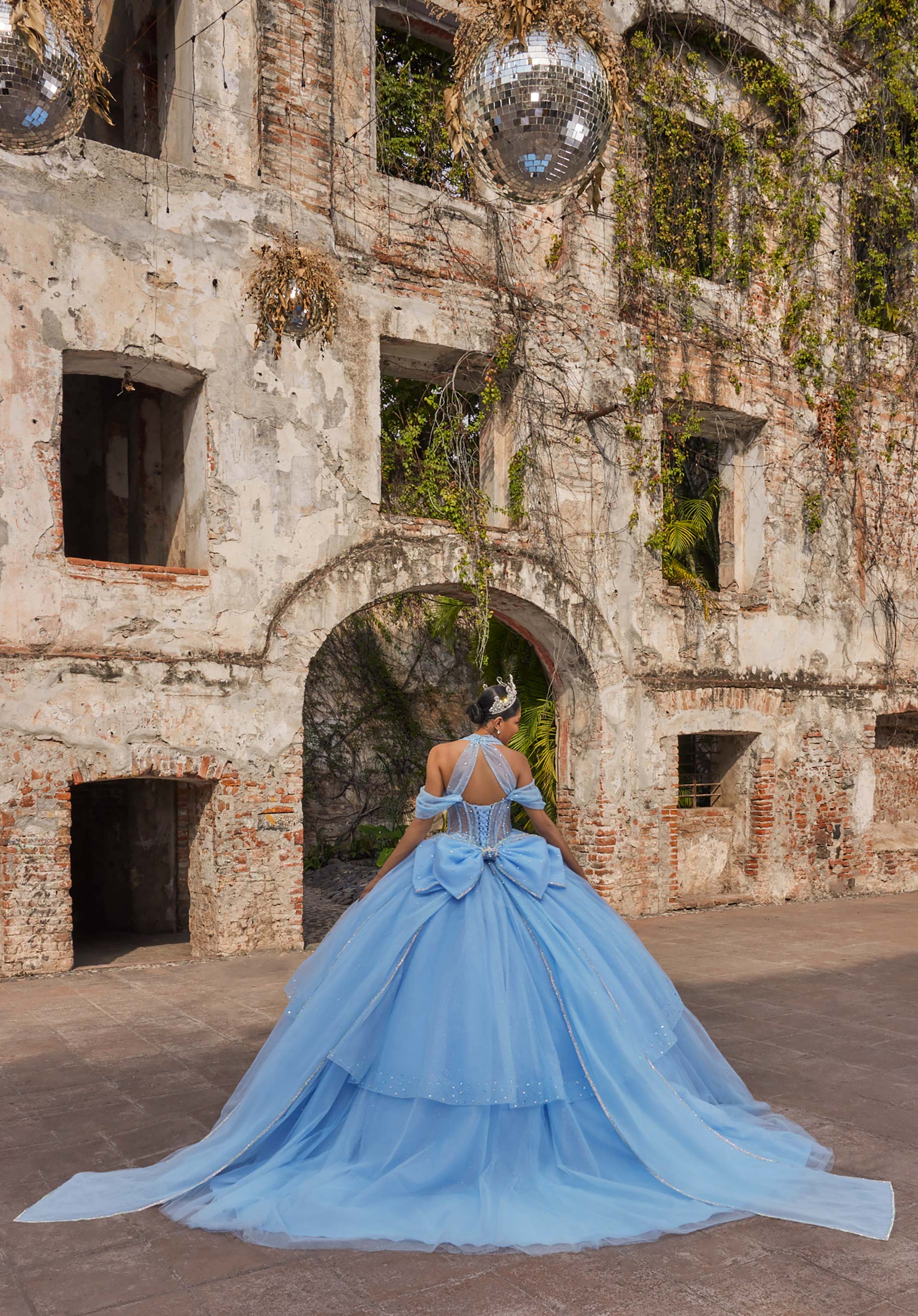 Off-the-Shoulder Floor-Length Tulle Quinceañera Ball Gown MGNY Madeline Gardner New York 89554