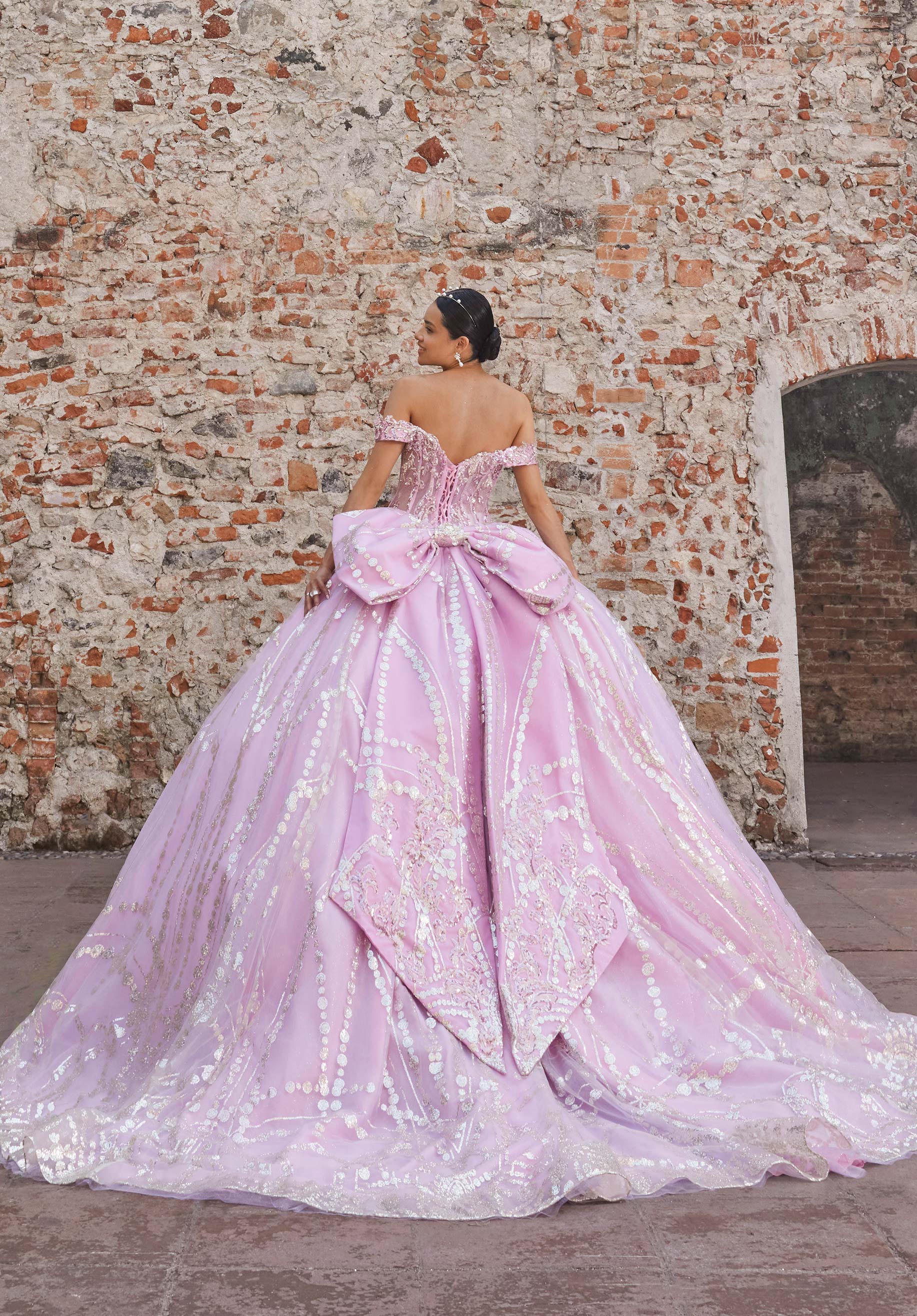 Off-the-Shoulder Floor-Length Tulle Quinceañera Ball Gown MGNY Madeline Gardner New York 89557