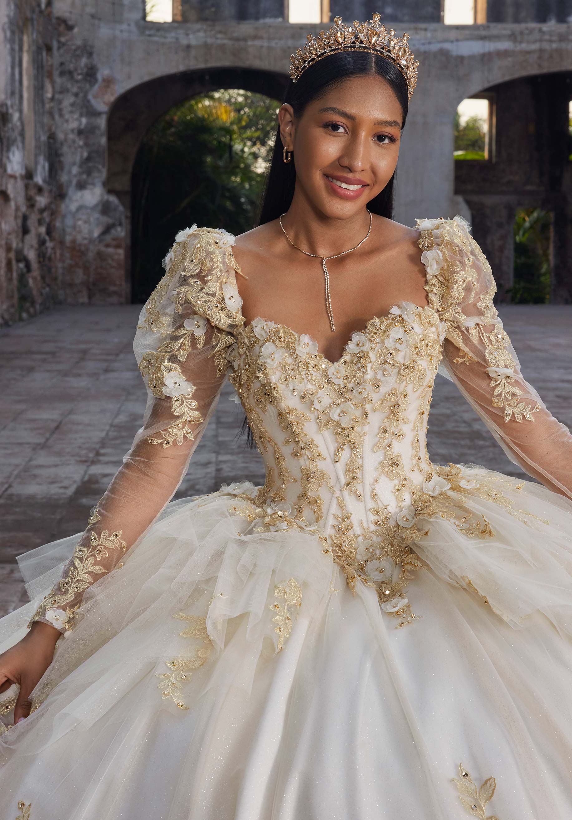 Sweetheart Floor-Length Tulle Quinceañera Ball Gown MGNY Madeline Gardner New York 89558