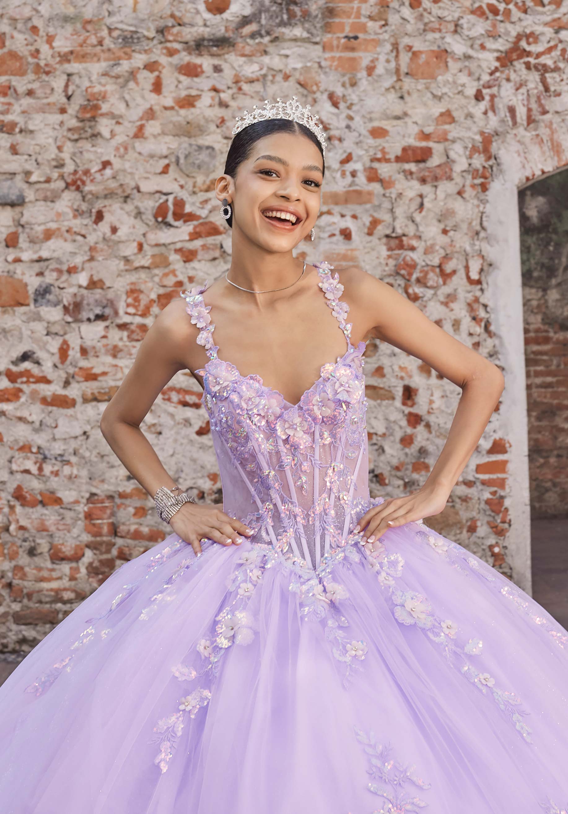 Off-the-Shoulder Floor-Length Tulle Quinceañera Ball Gown MGNY Madeline Gardner New York 89565