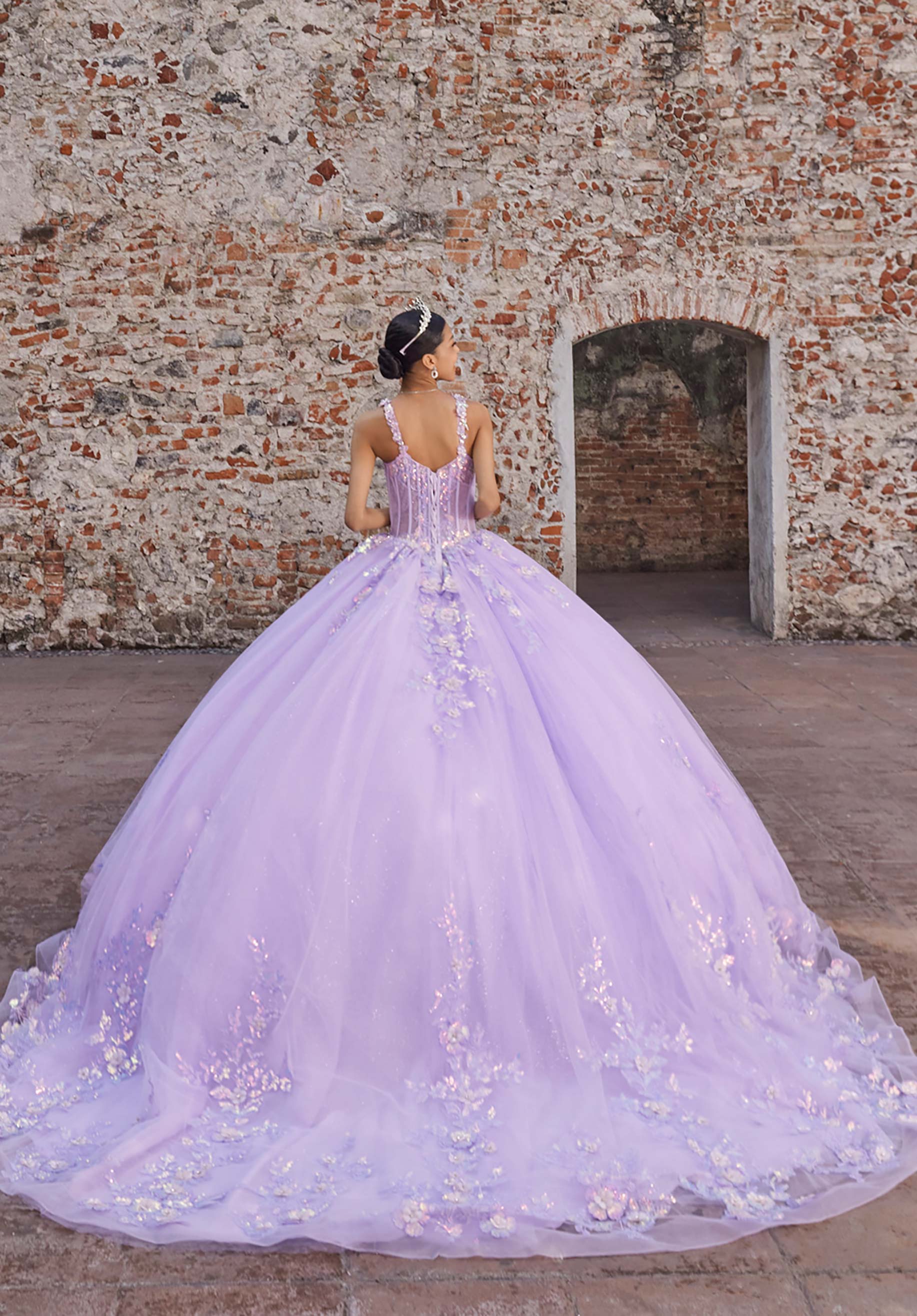 Off-the-Shoulder Floor-Length Tulle Quinceañera Ball Gown MGNY Madeline Gardner New York 89565
