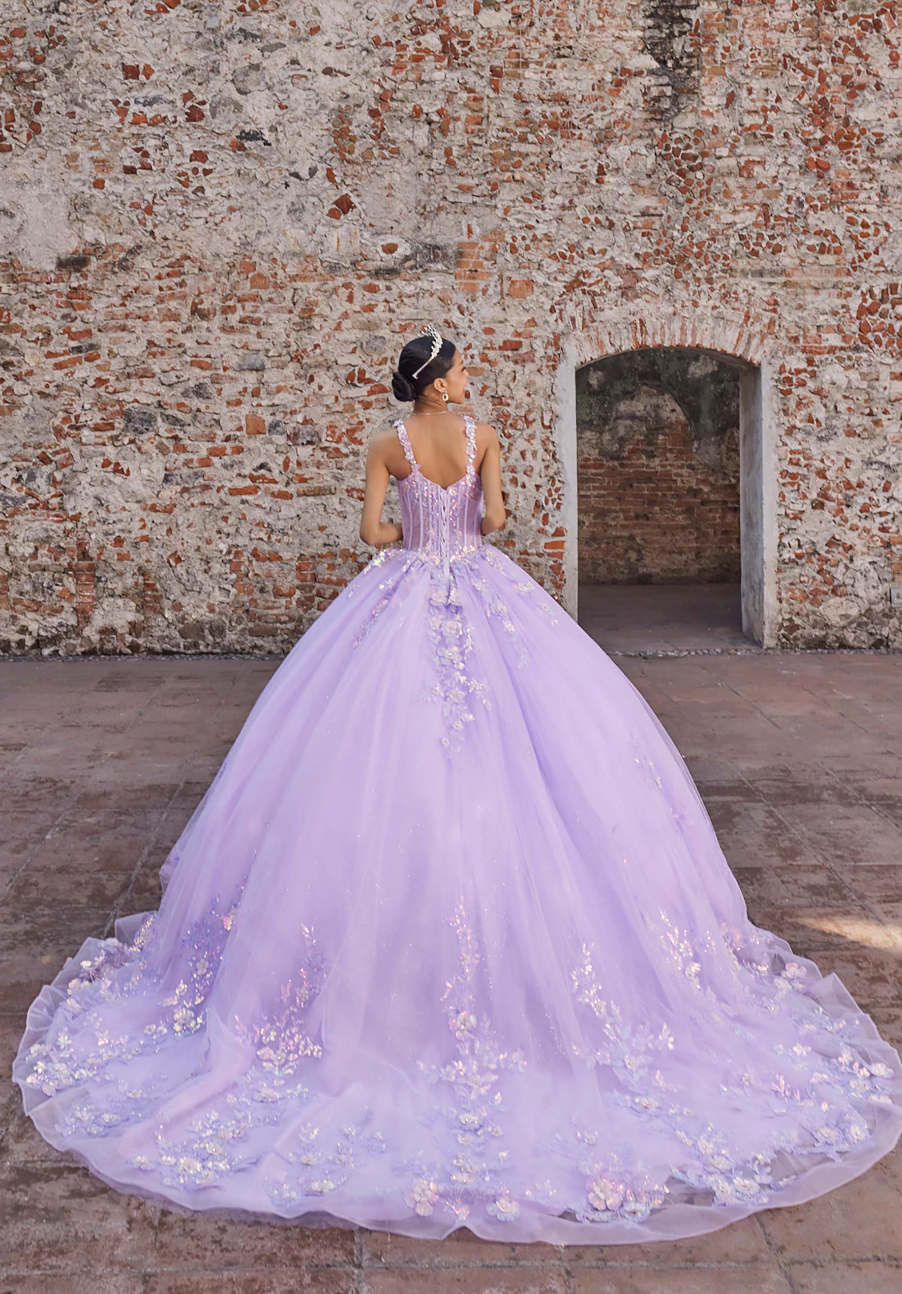 Off-the-Shoulder Floor-Length Tulle Quinceañera Ball Gown MGNY Madeline Gardner New York 89565