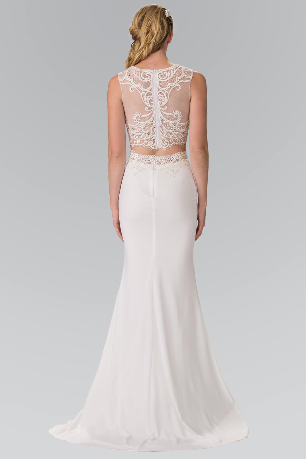 Prom 2 Piece Long Formal Dress Sleeveless Lace Gown - The Dress Outlet Elizabeth K