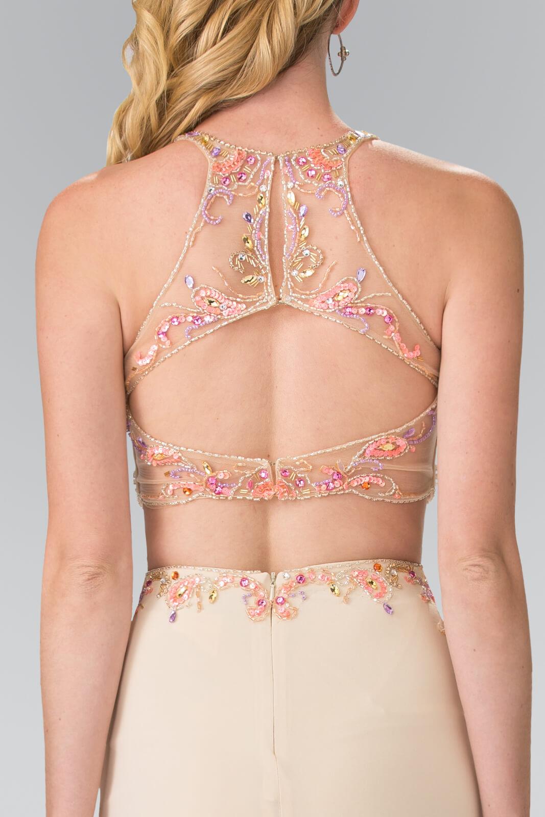 Prom 2 Piece Sexy Halter Evening Gown - The Dress Outlet Elizabeth K