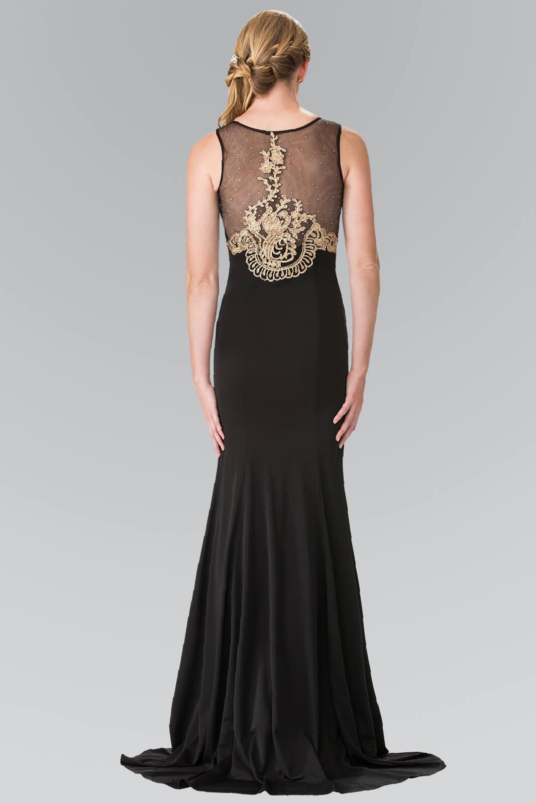 Prom Beaded Top Sheer Bodice Evening Gown