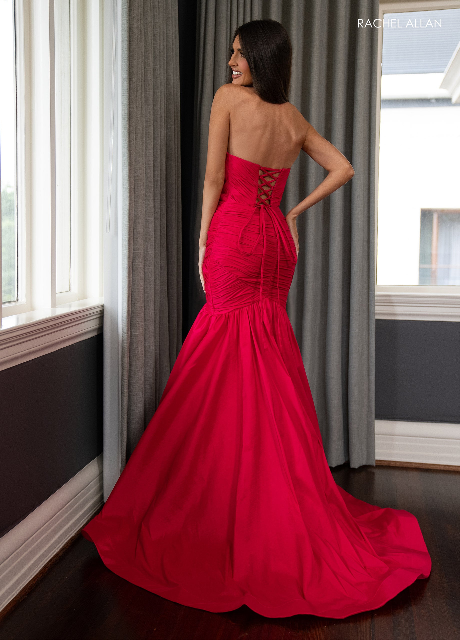 Prom Dresses Long Ruched Formal Mermaid Prom Dress Watermelon