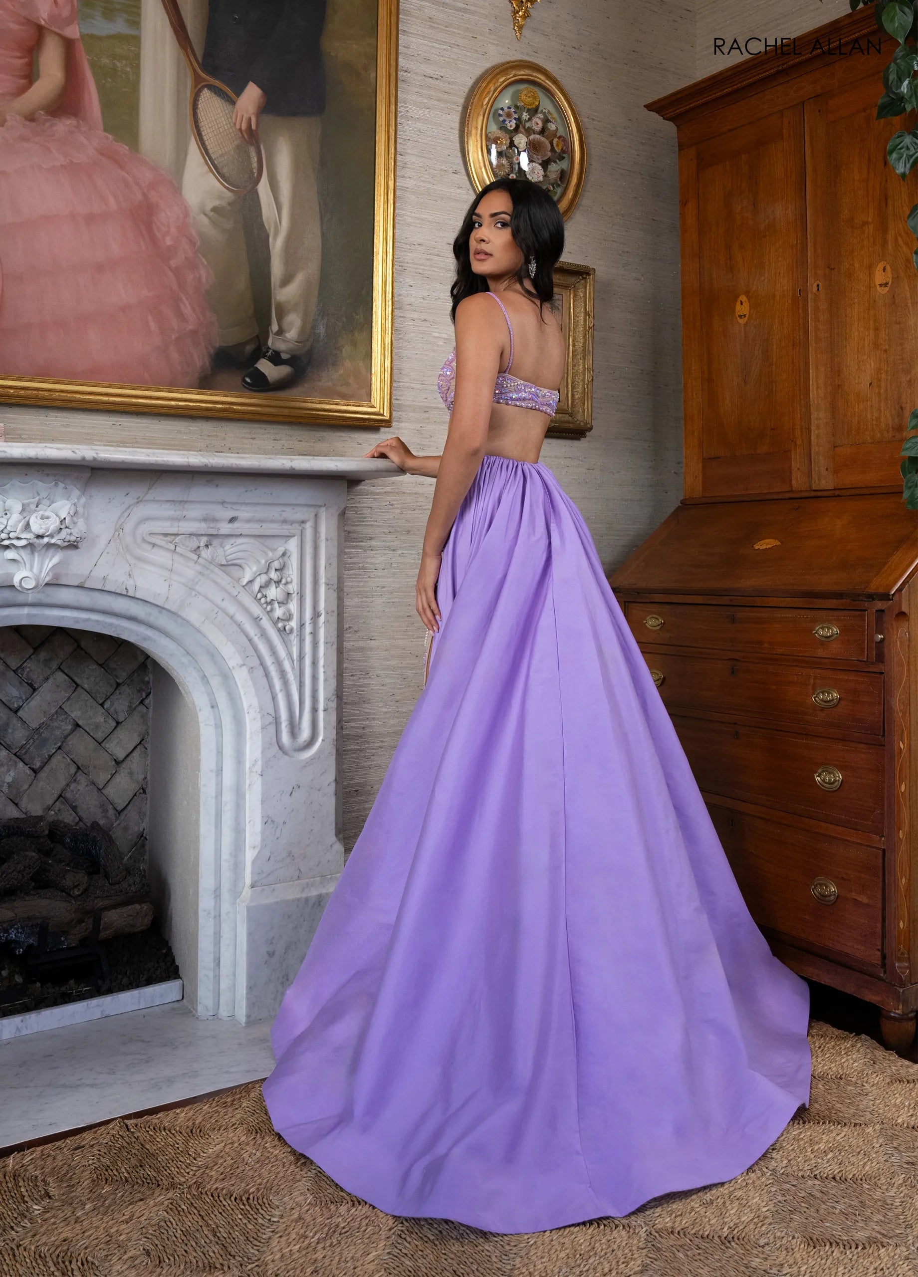 Prom Dresses Long Prom Formal Beaded Evening Dress Nude Lilac