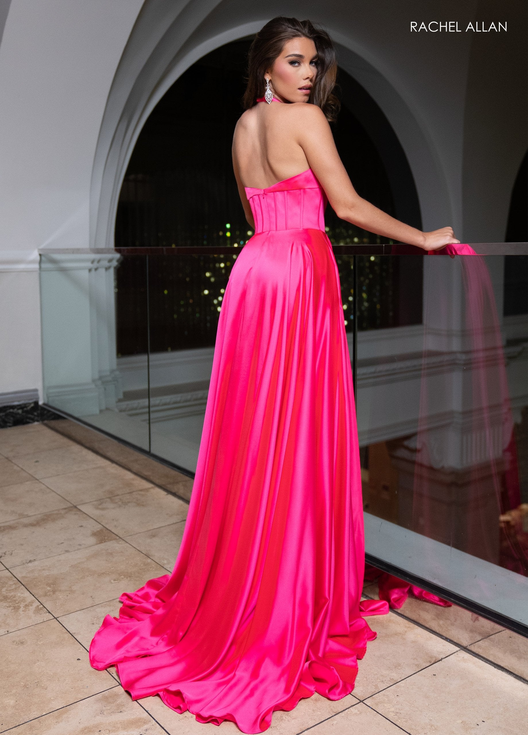 Prom Dresses Fitted Slit Long Formal Evening Prom Dress Hot Pink
