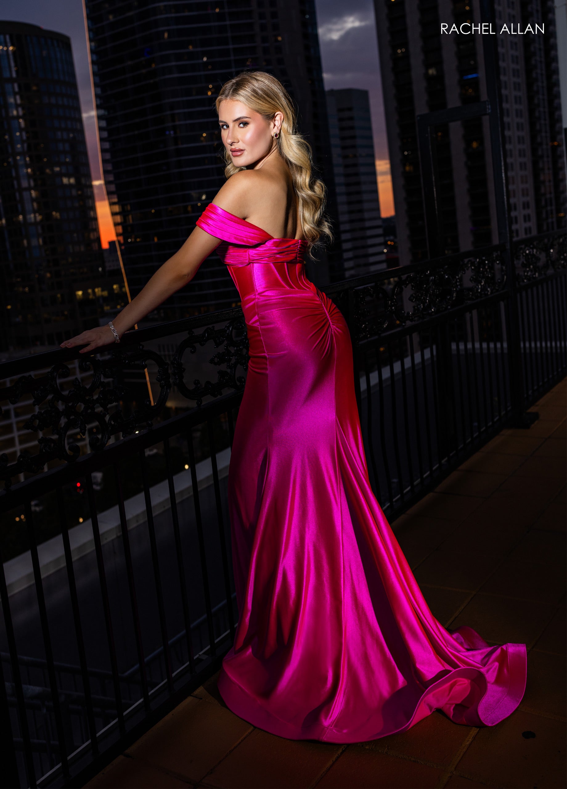 Prom Dresses Long Fitted Prom Slit Formal Dress Hot Pink