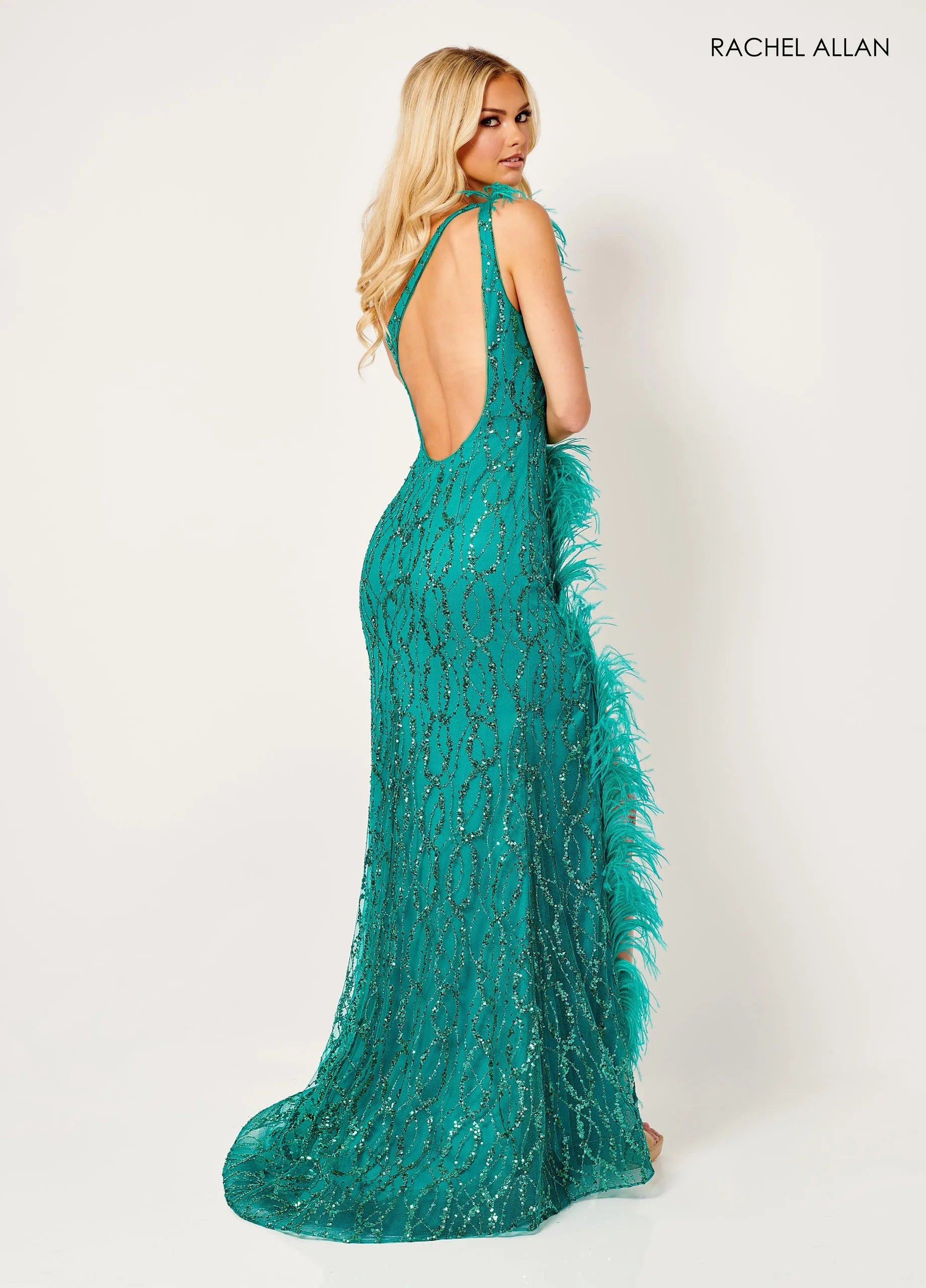 Prom Dresses Long Formal Slit Glitter Prom Dress Rachel Allan 70402 Jade