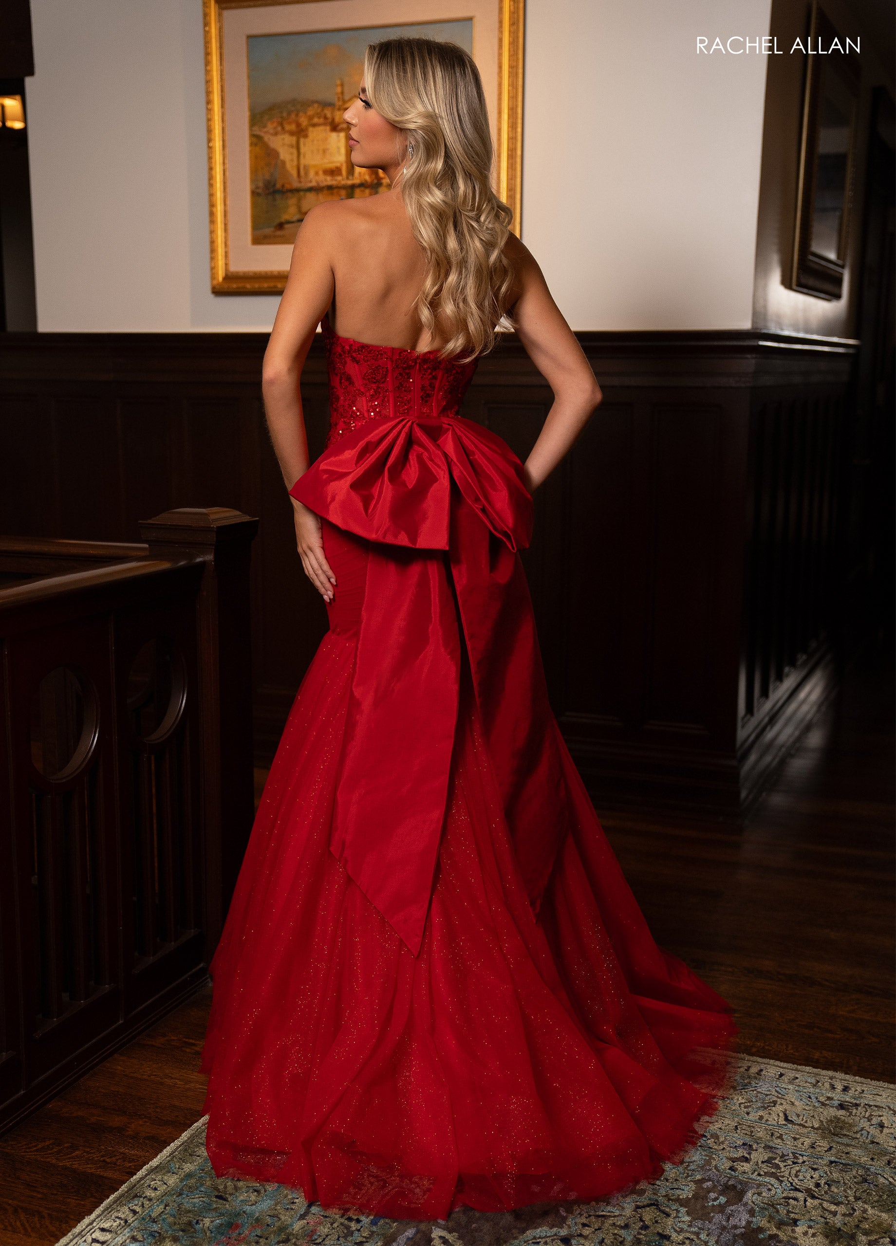 Prom Dresses Long Mermaid Formal Glitter Prom Dress Red