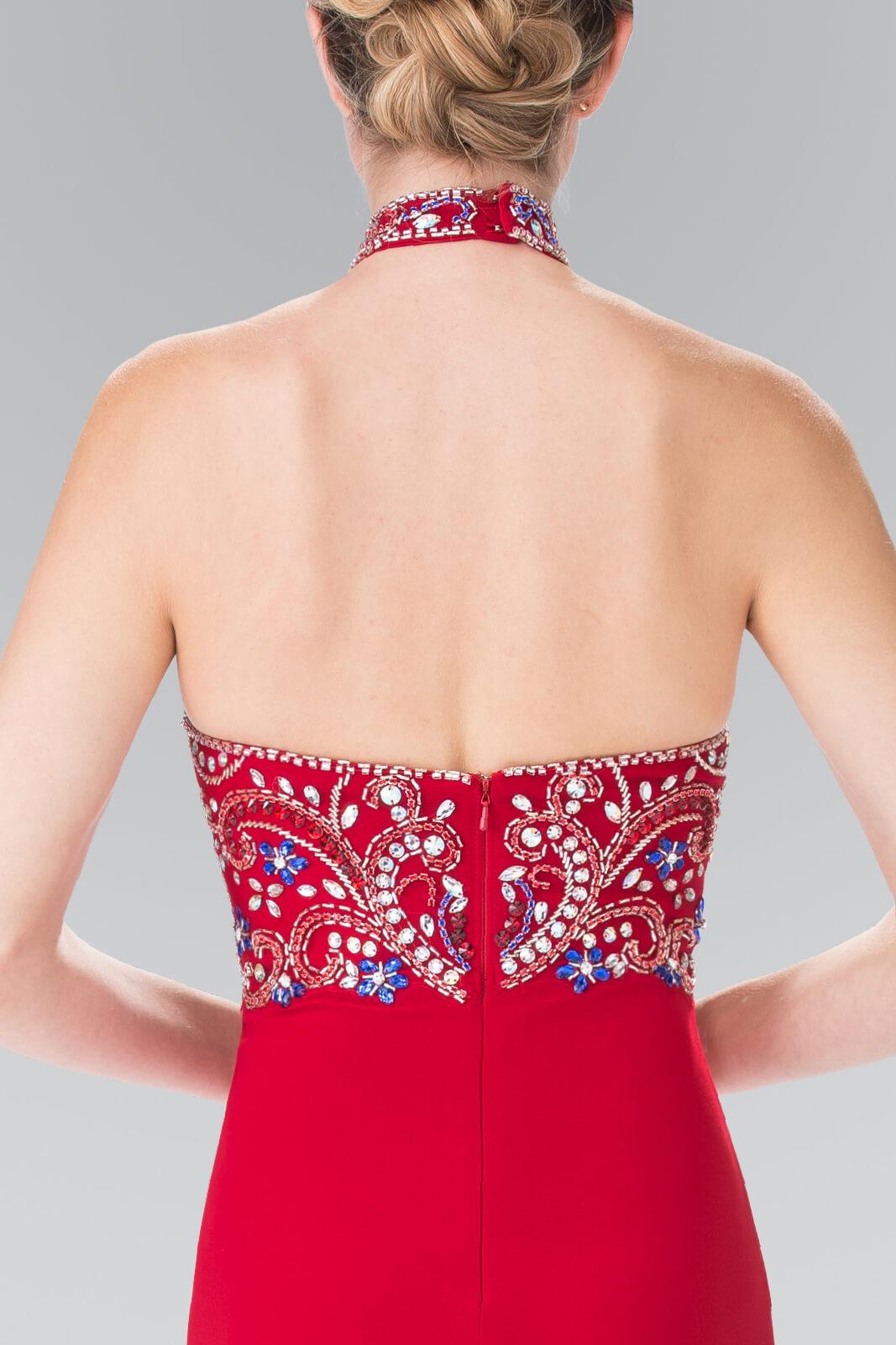 Prom Long Beaded Halter Neck Evening Formal Dress