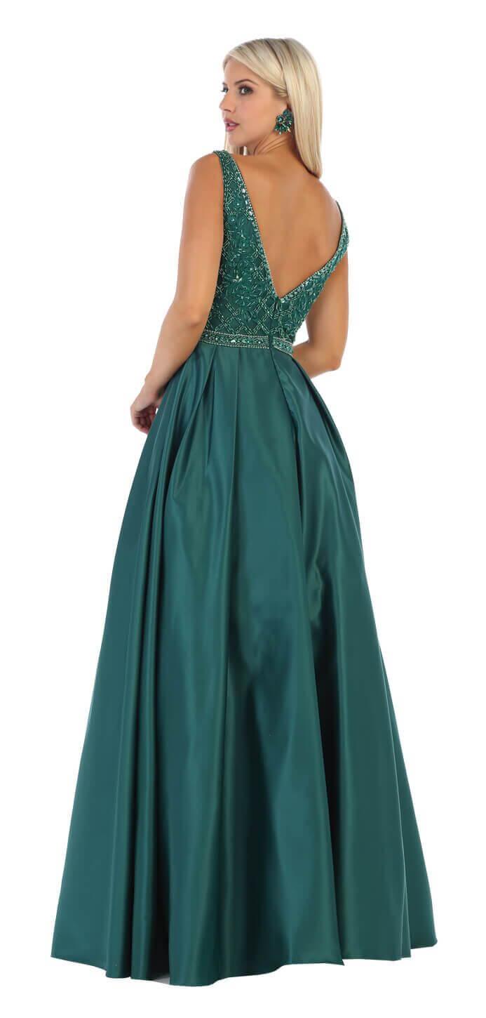 Prom Long Dress Formal Ball Gown with Pockets - The Dress Outlet May Queen