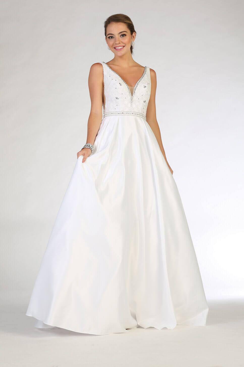 Prom Long Dress Formal Ball Gown with Pockets - The Dress Outlet May Queen