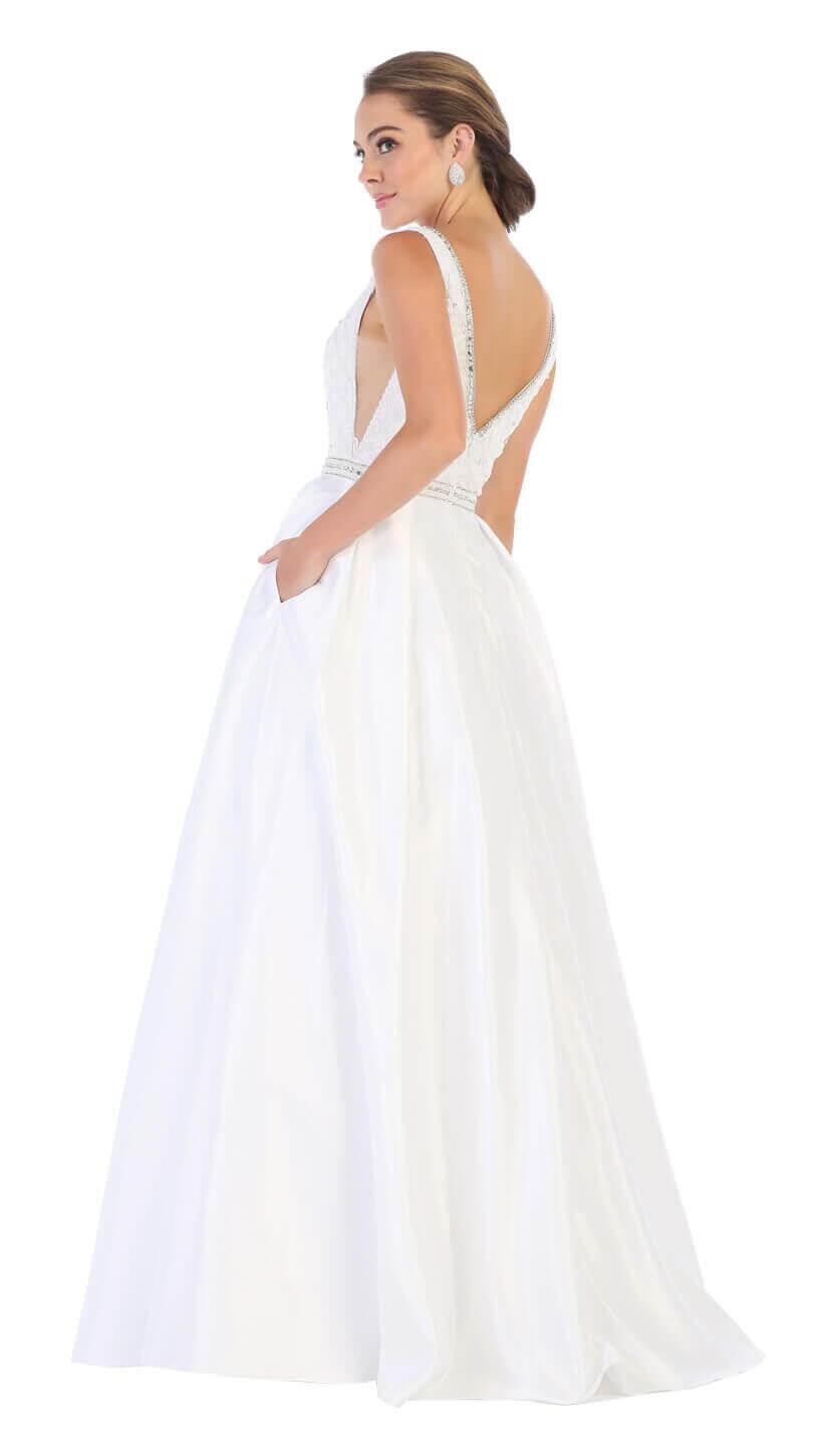 Prom Long Dress Formal Ball Gown with Pockets - The Dress Outlet May Queen