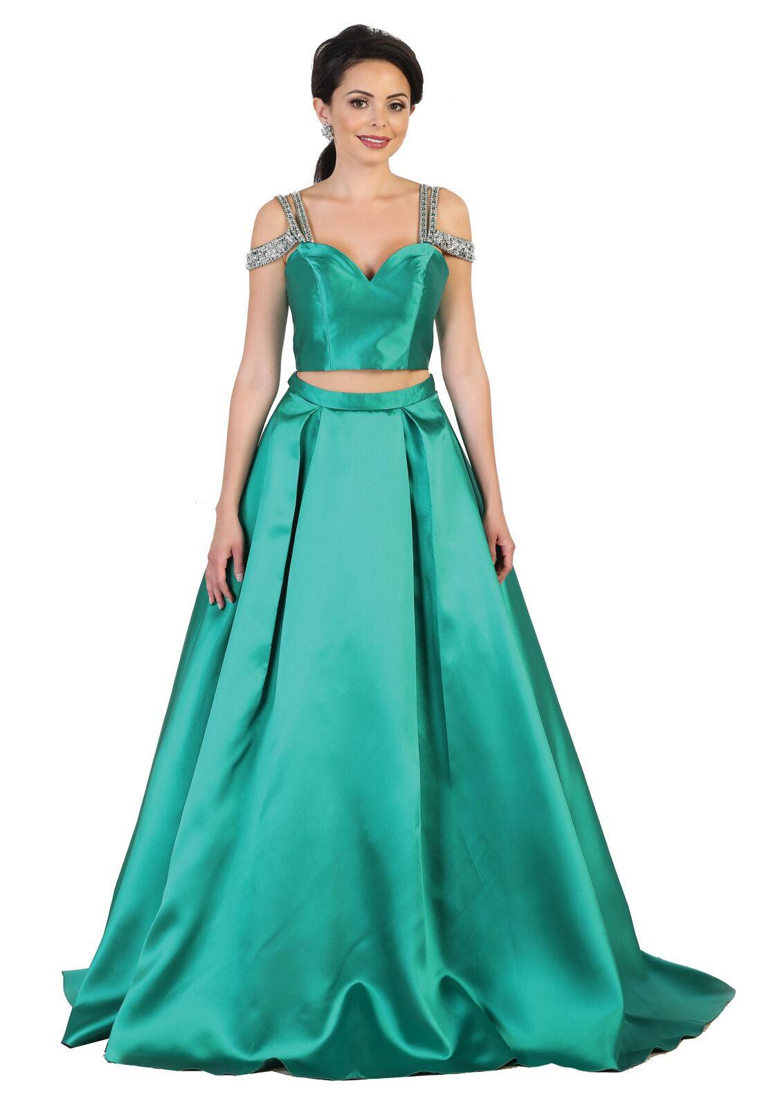 Prom Long Dress Two Piece Set Ballgown Formal - The Dress Outlet May Queen
