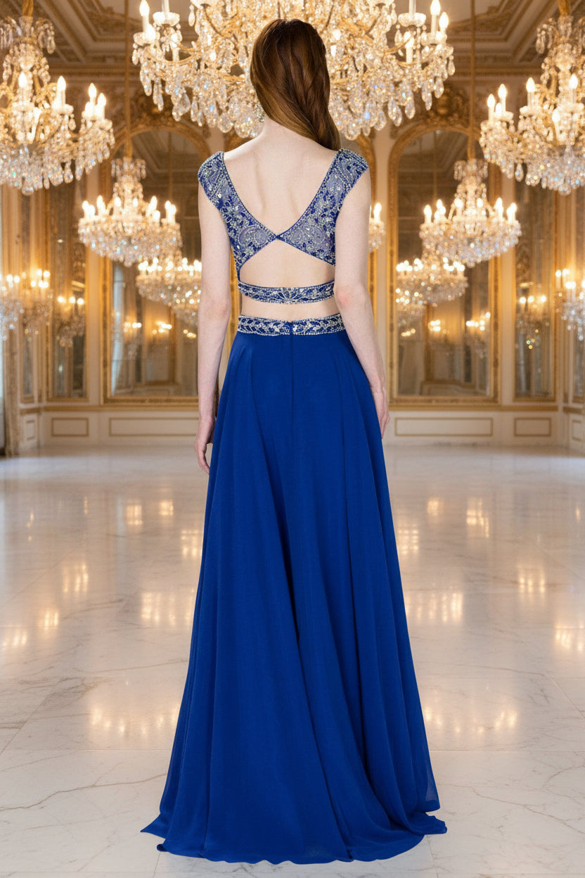 Prom Long Formal 2 Piece Chiffon Evening Gown - The Dress Outlet Elizabeth K