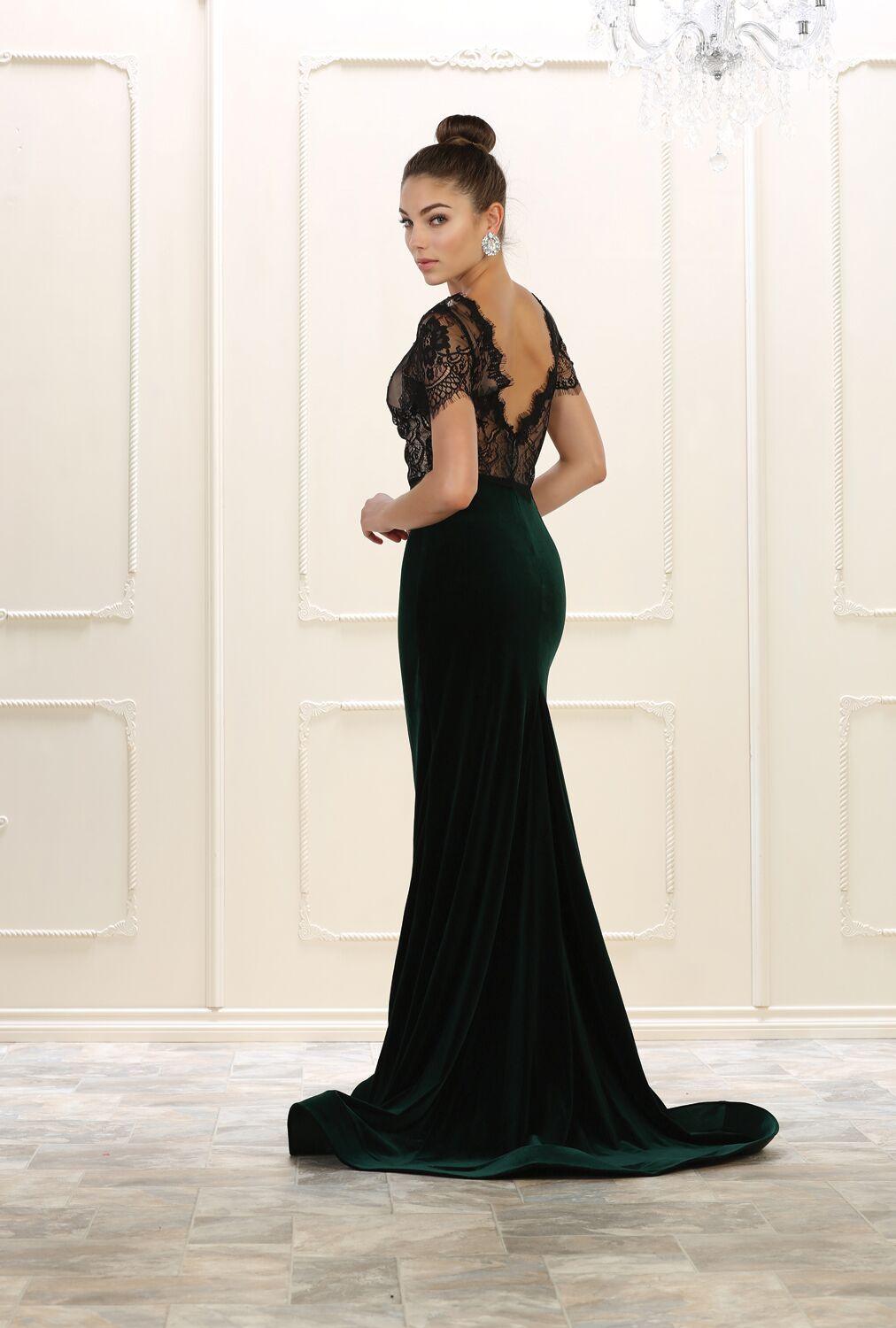 Prom Long Formal Dress Velvet Evening Gown - The Dress Outlet May Queen
