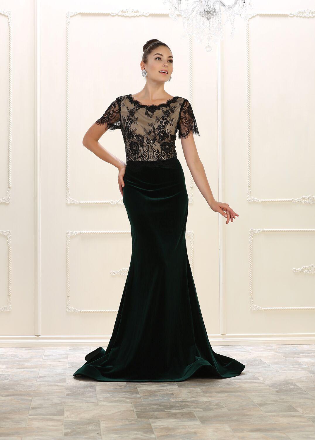 Prom Long Formal Dress Velvet Evening Gown - The Dress Outlet May Queen