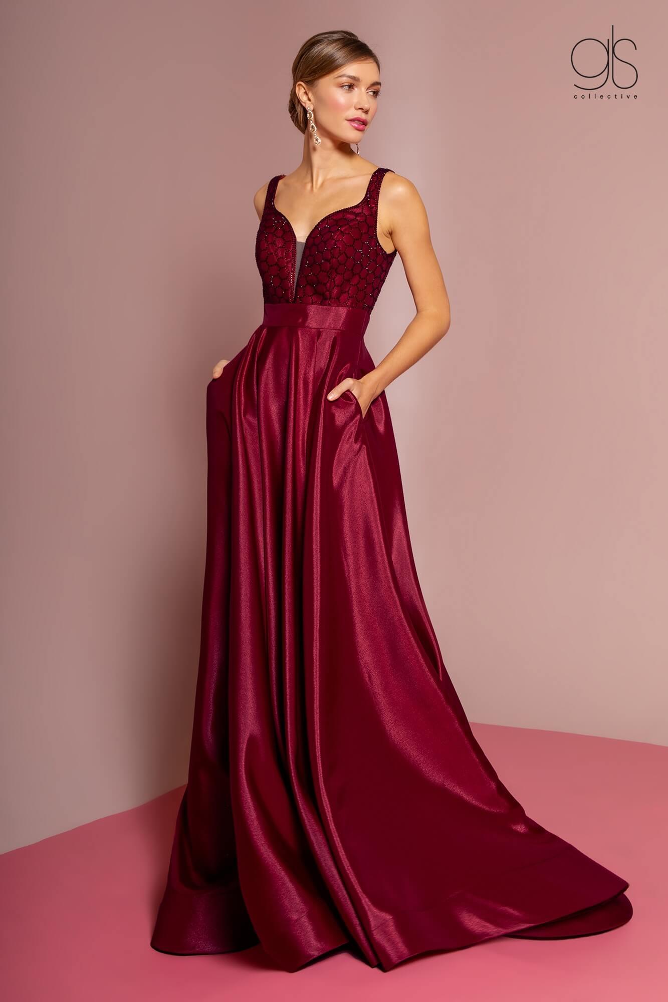 Navy Prom Long Sleeveless V-Neck Formal Evening Dress | DressOutlet for ...