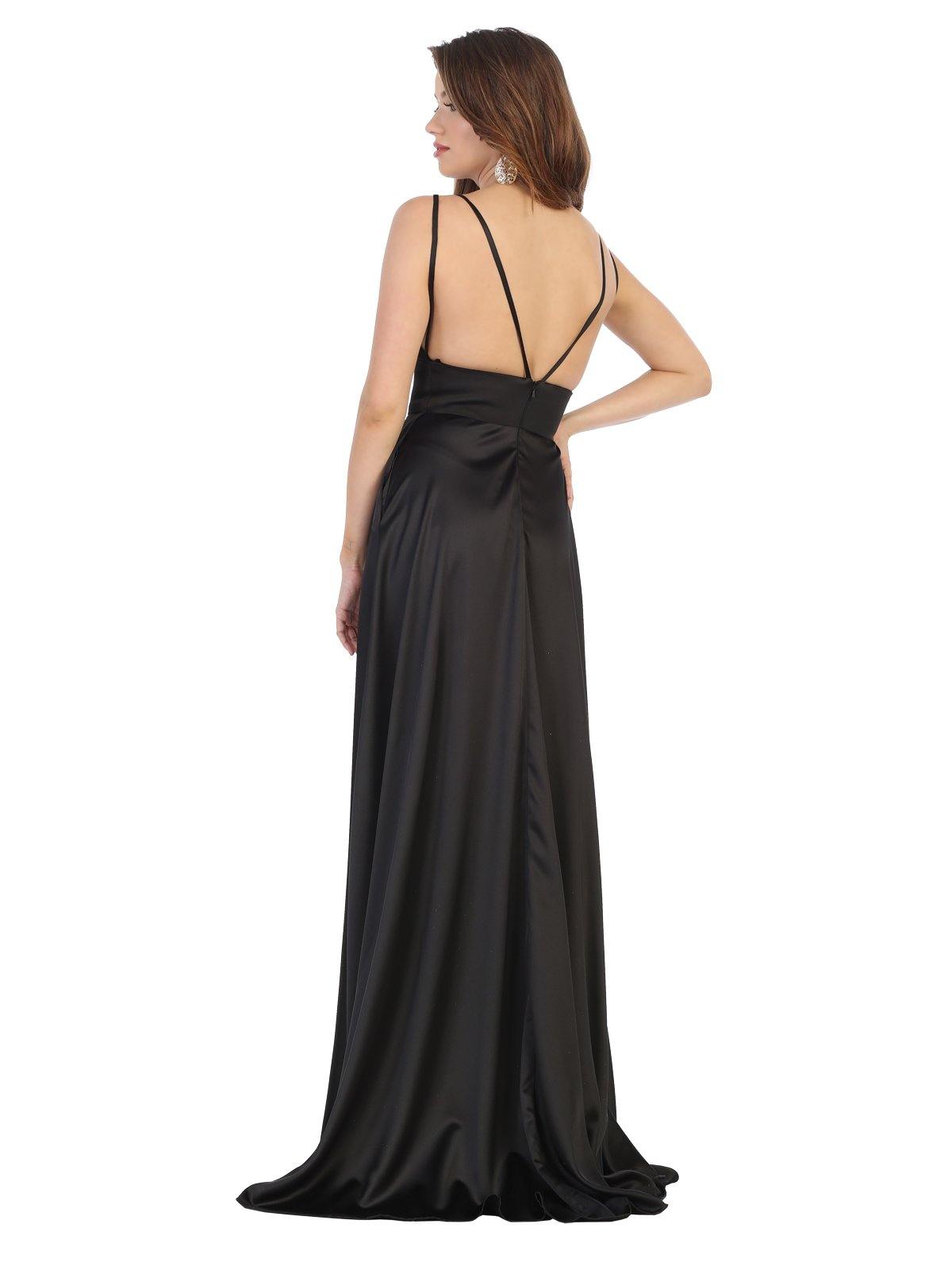 Prom Long Formal Satin High Slit Evening Dress - The Dress Outlet May Queen