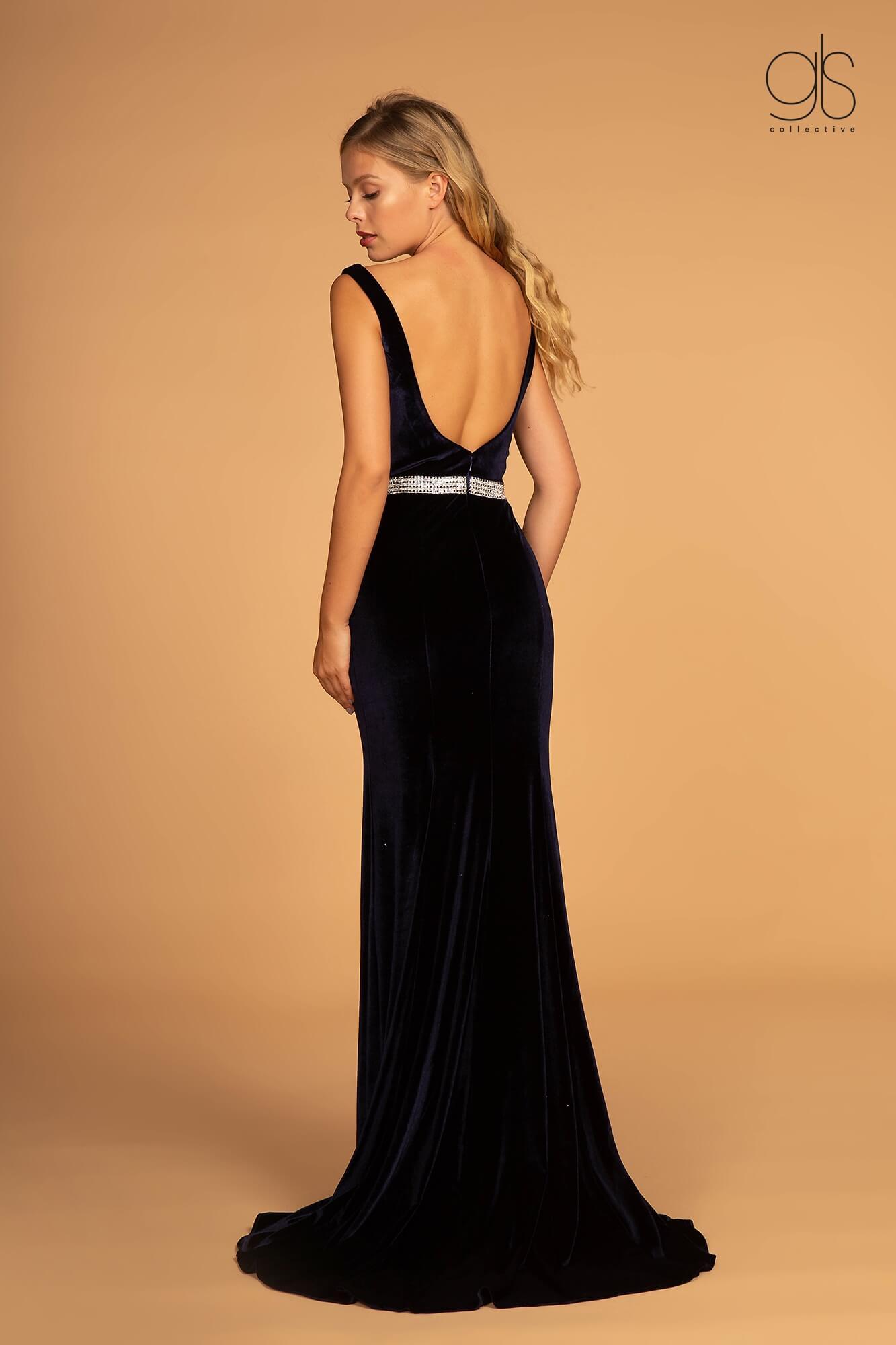 Prom Long Fitted Velvet Evening Dress - The Dress Outlet Elizabeth K