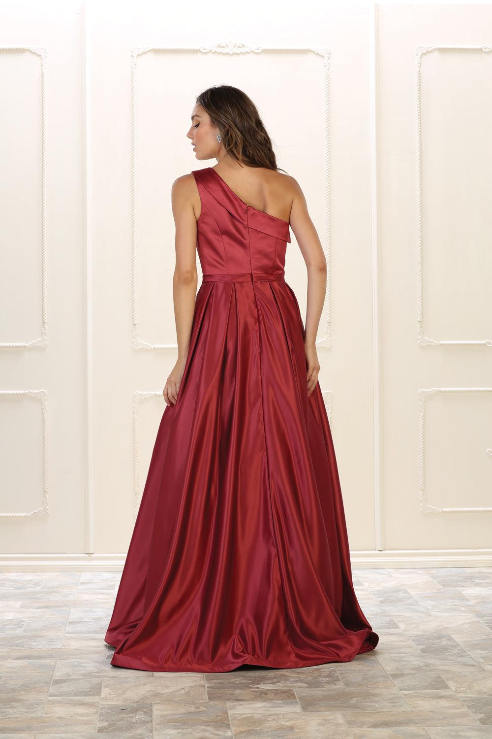 Prom Long Gown Formal Dress One Shoulder - The Dress Outlet May Queen