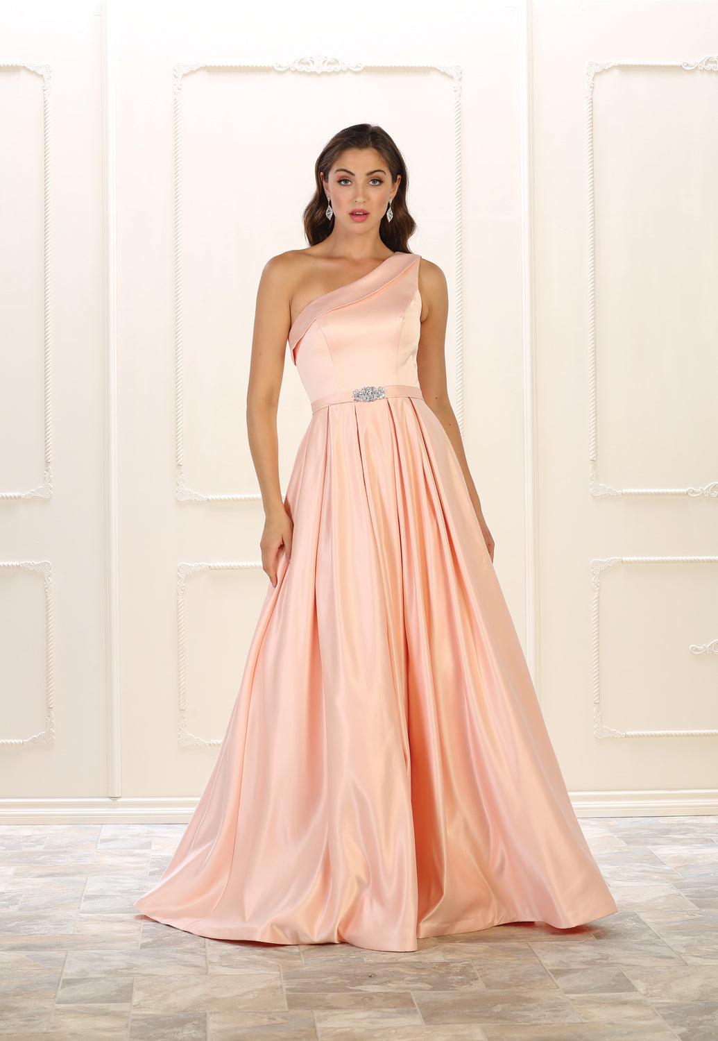 Prom Long Gown Formal Dress One Shoulder - The Dress Outlet May Queen