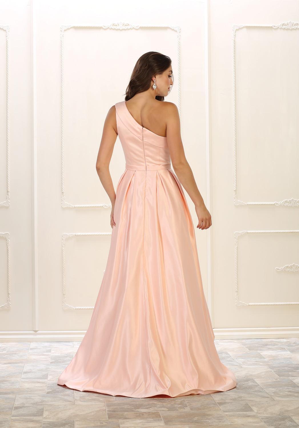Prom Long Gown Formal Dress One Shoulder - The Dress Outlet May Queen