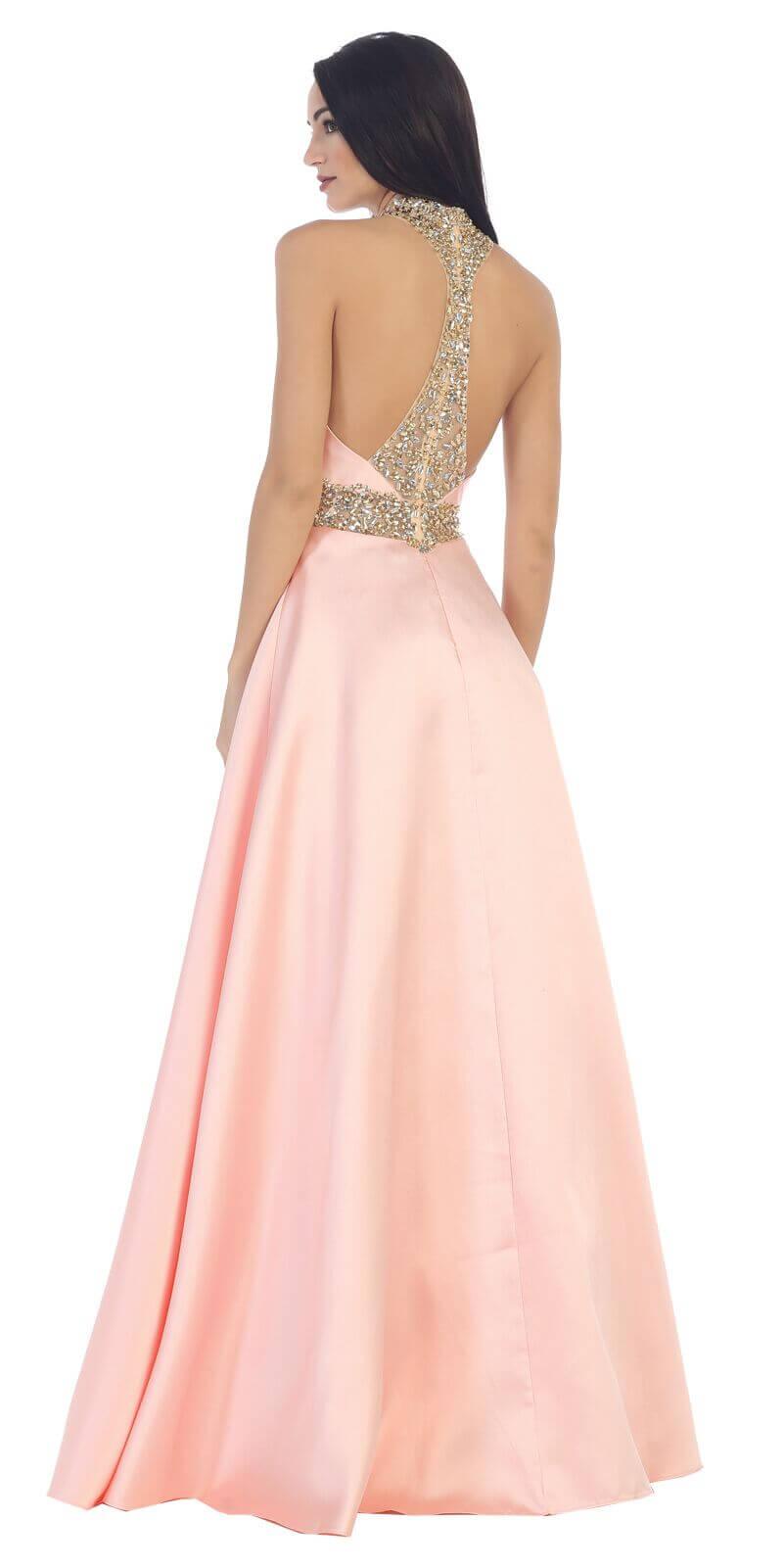 Prom Long Halter Sequins Ball Gown - The Dress Outlet May Queen